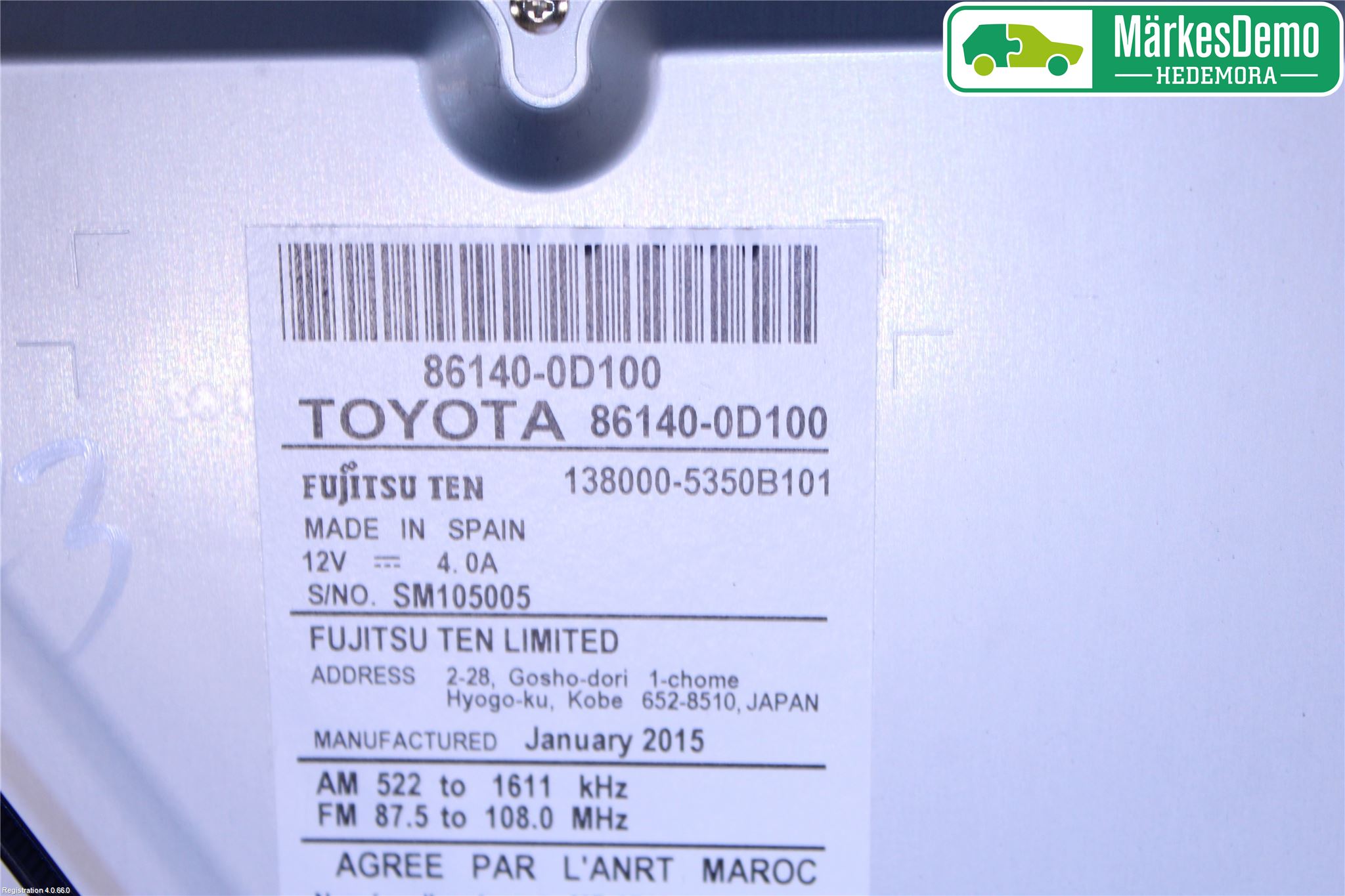 Toyota YARIS XP130 15-20 Stereo Radio Med Cd