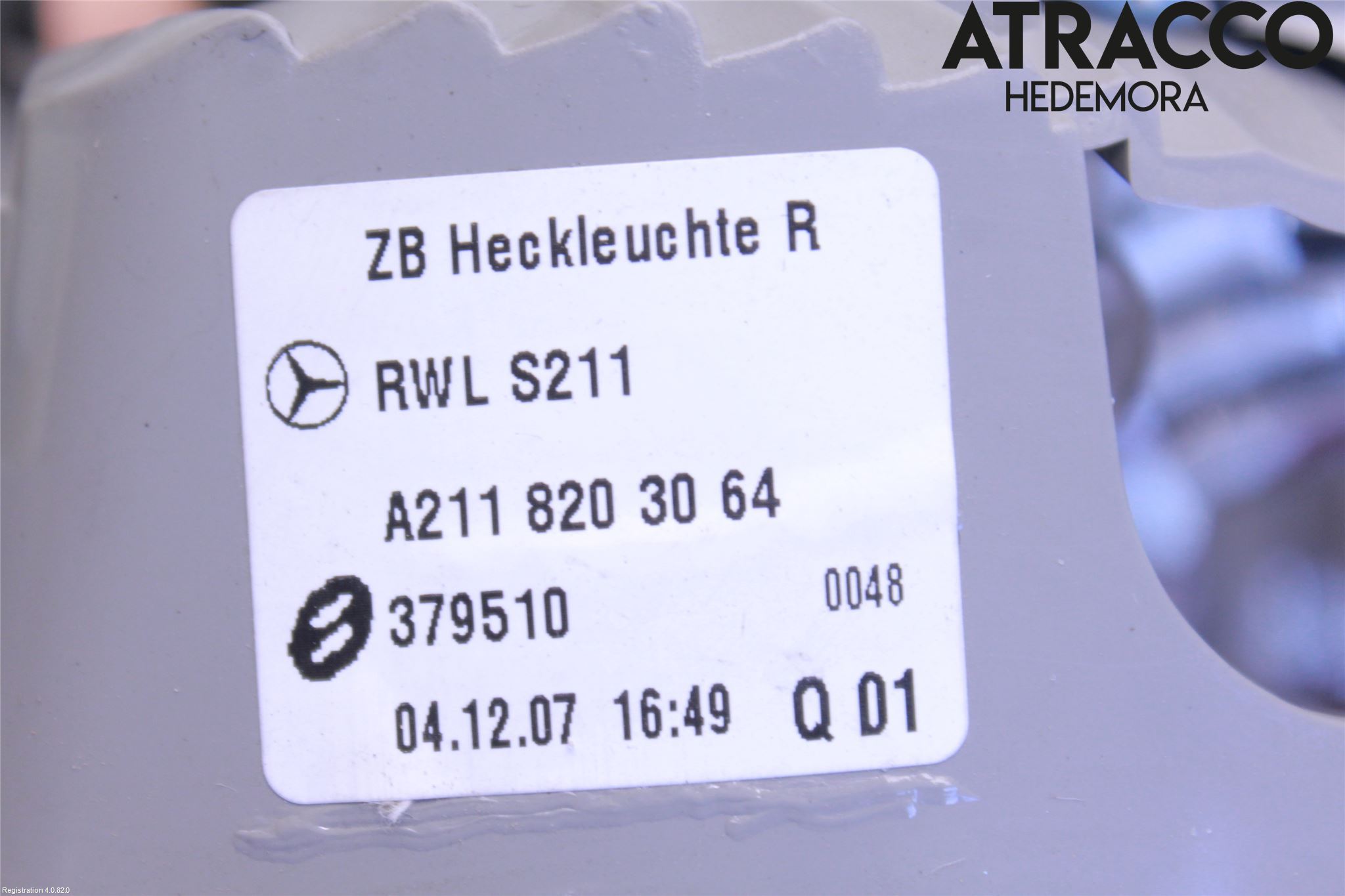 Mercedes-Benz MB E-KLASS (W211) 02-09 Baklykt Høyre  På Luke(Indre)