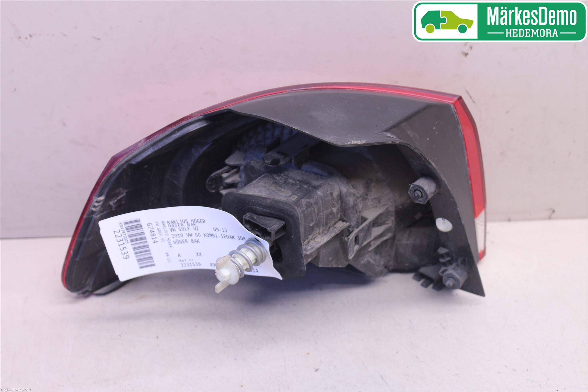 Volkswagen VW GOLF VI 09-13 Baklykt Høyre