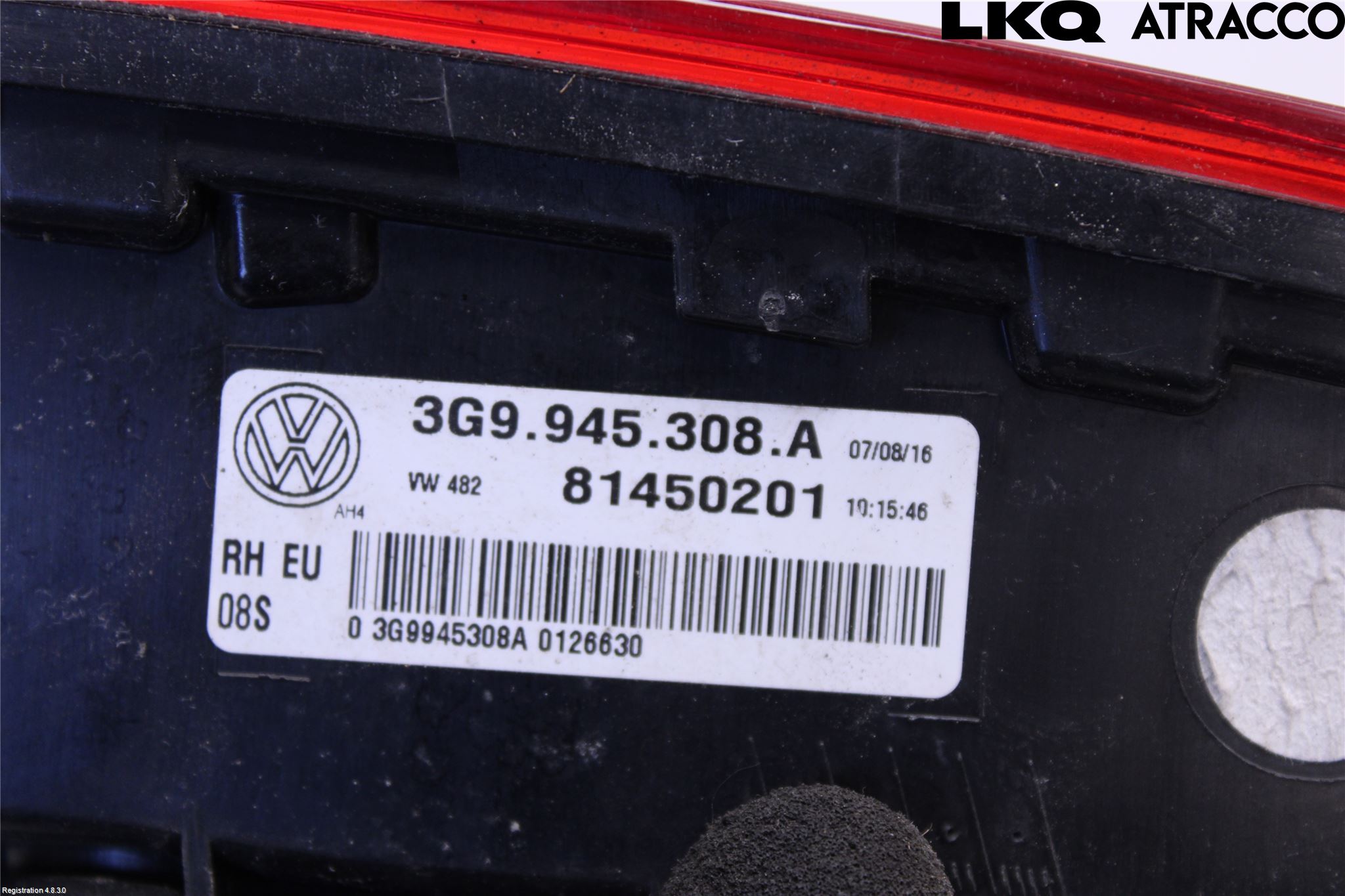 Volkswagen VW PASSAT 15-19 Baklykt Høyre  På Luke(Indre)
