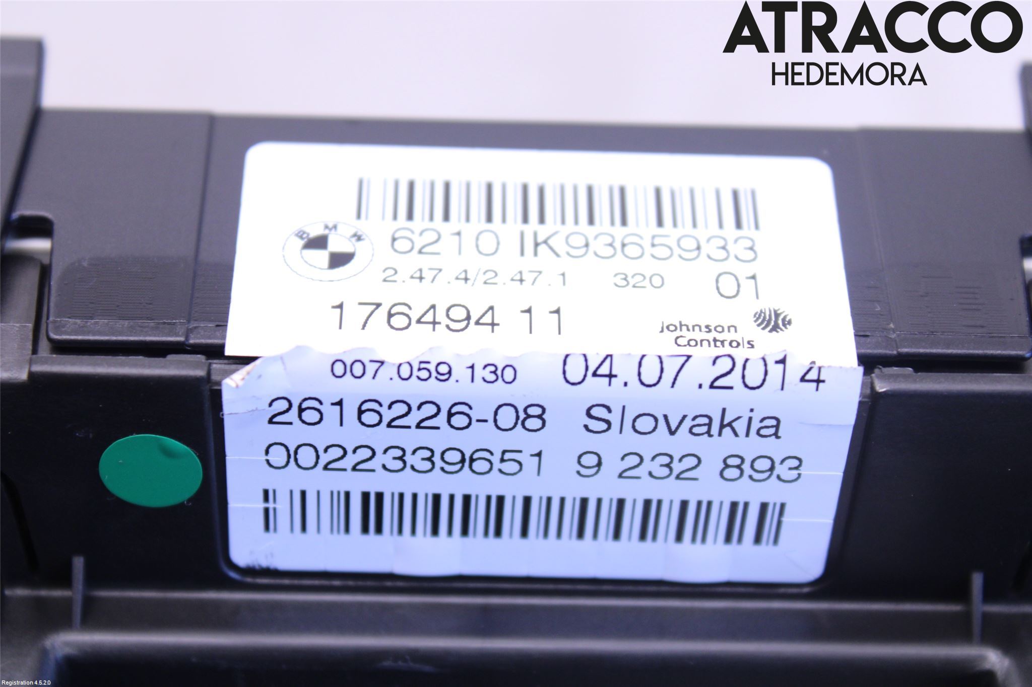 BMW 3 F30/F31/F80 12-19 Instr Kombinert