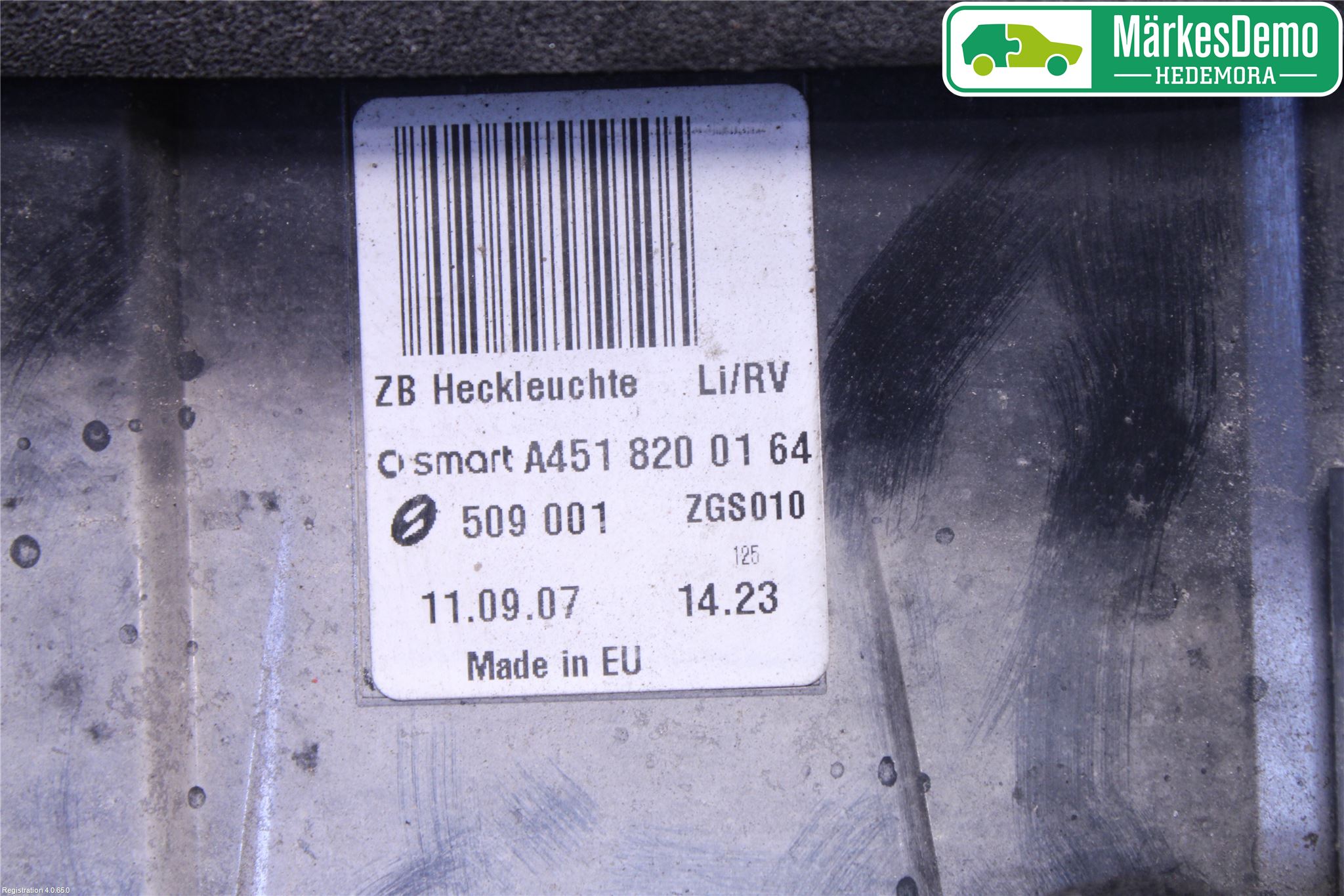 Smart FORTWO I 99-07 Baklykt Venstre