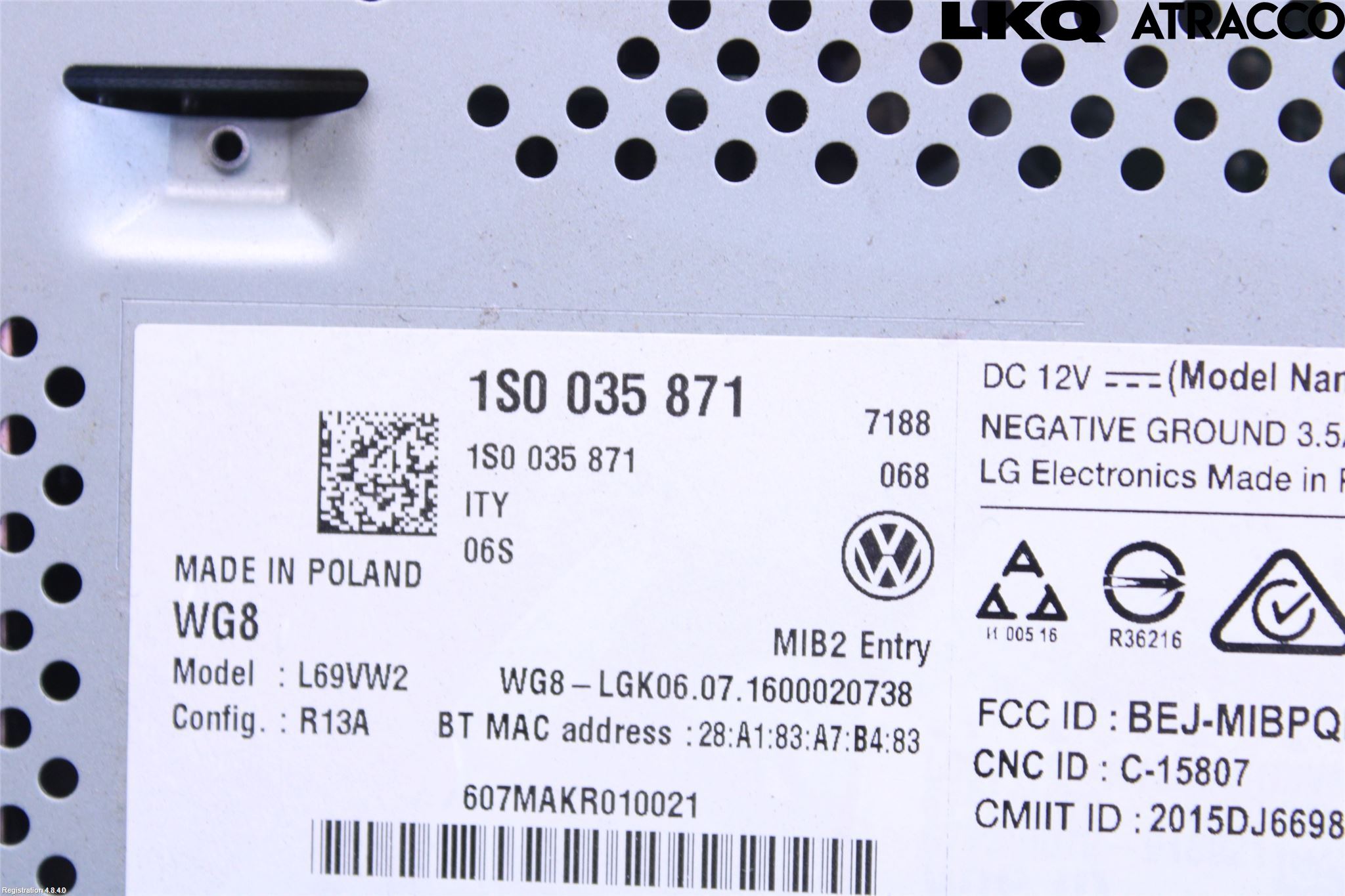 Volkswagen VW UP! / E-UP! Stereo Radio Med Cd