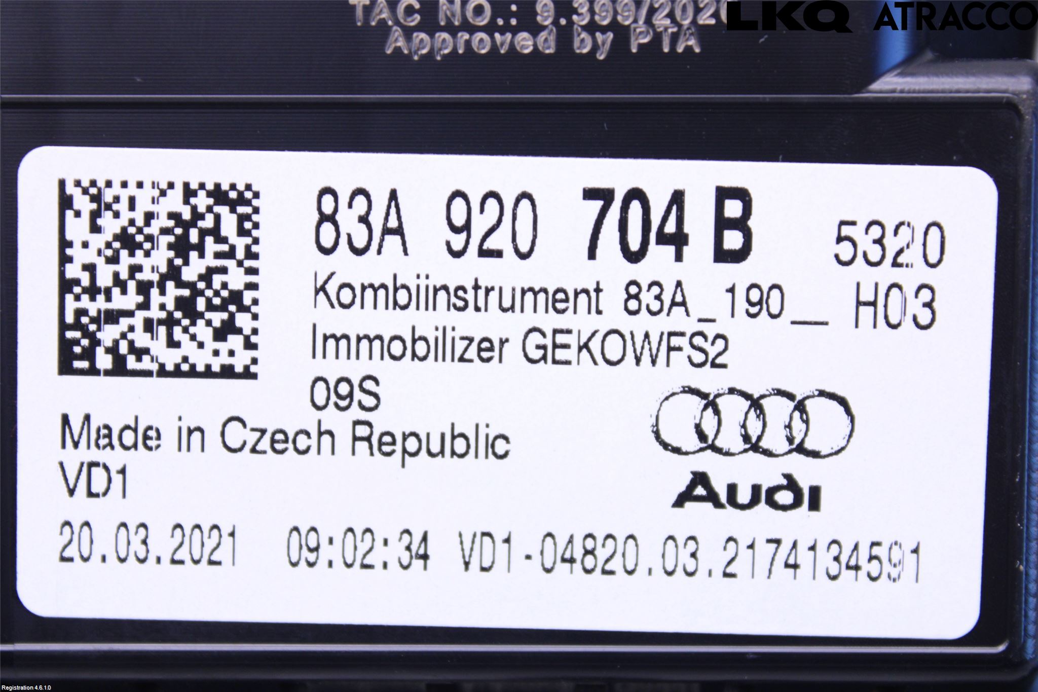 Audi Q3 F3 19- Instr Kombinert