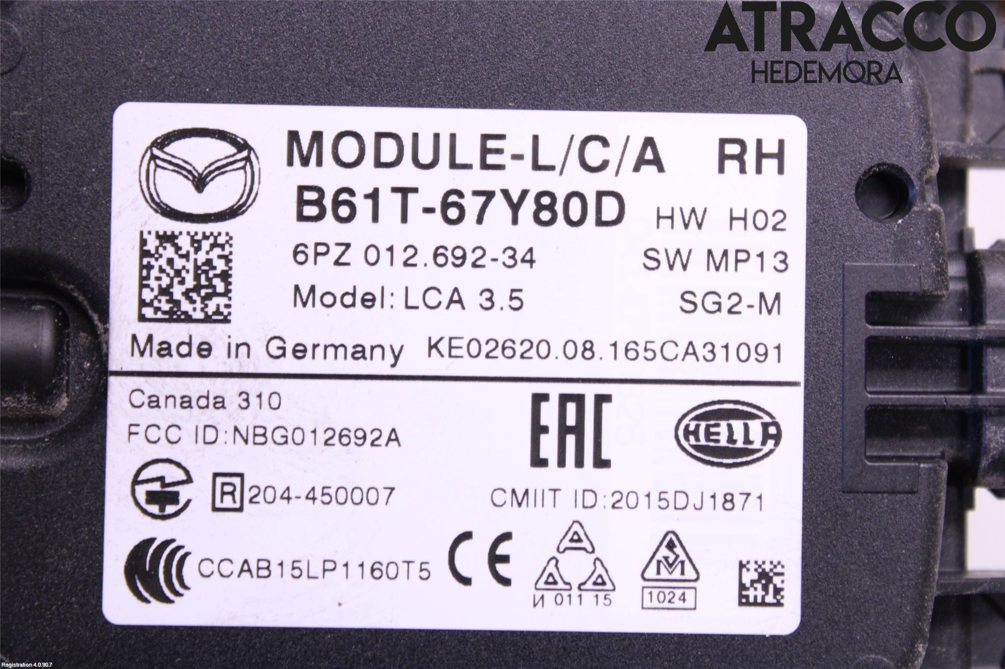 Mazda 3 III 14-19 Sensor Kollisjonsbeskyttelse