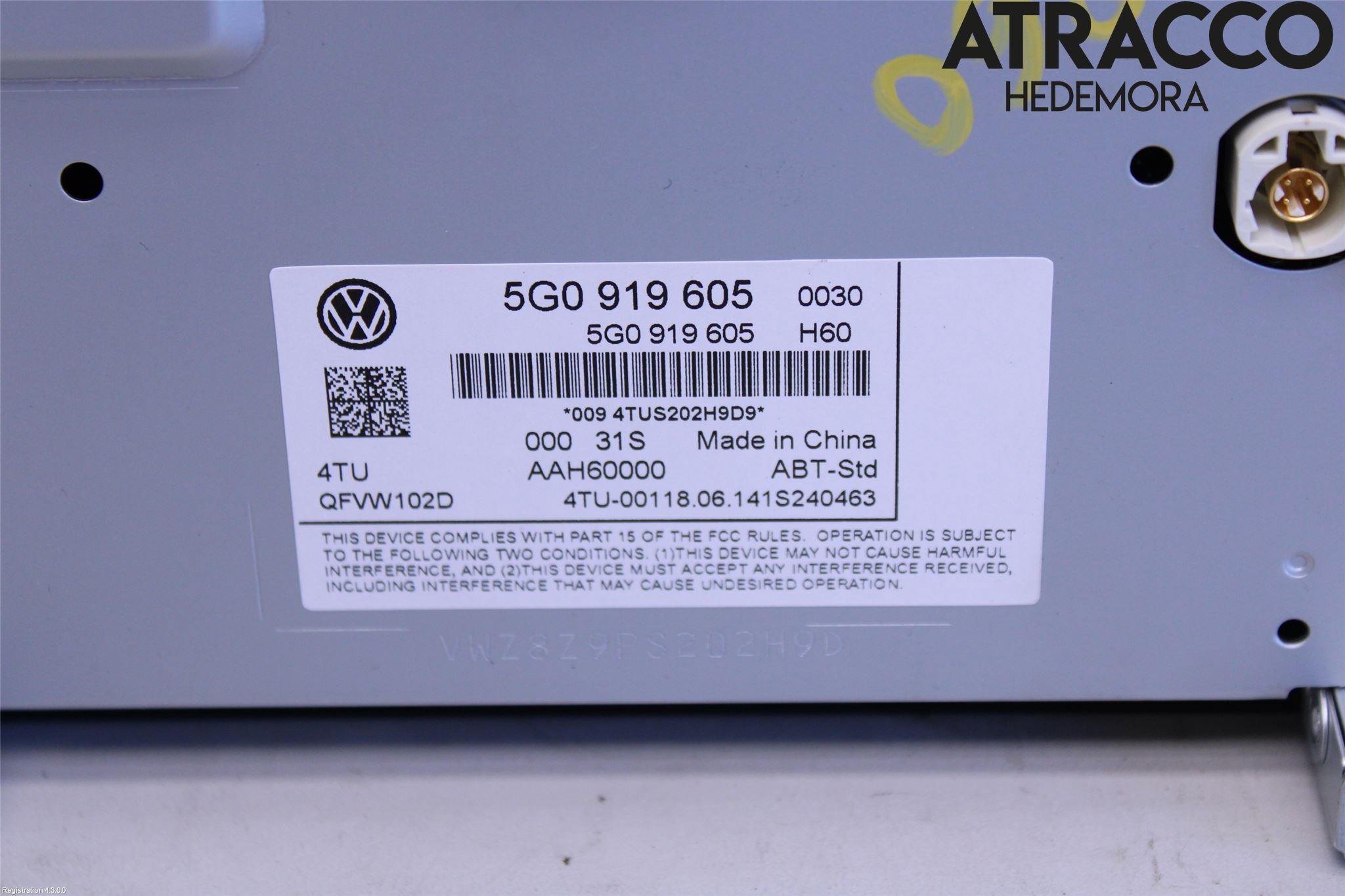 Volkswagen VW GOLF / E-GOLF VII 13-20 Stereo Radio Med Cd
