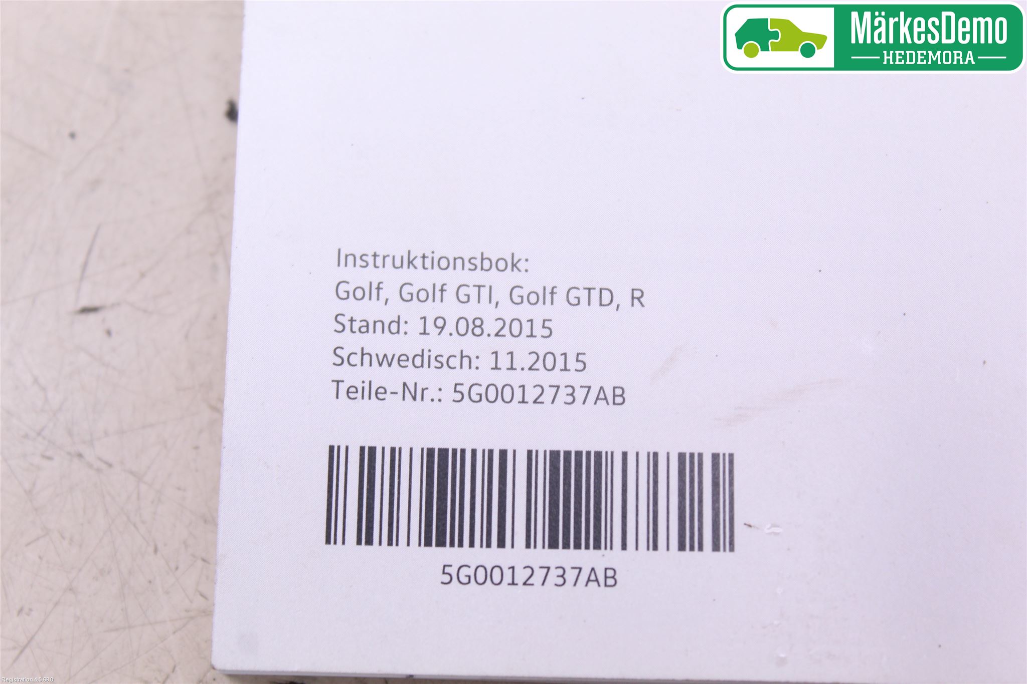 Volkswagen VW GOLF / E-GOLF VII 13-20 Instruksjonsbok