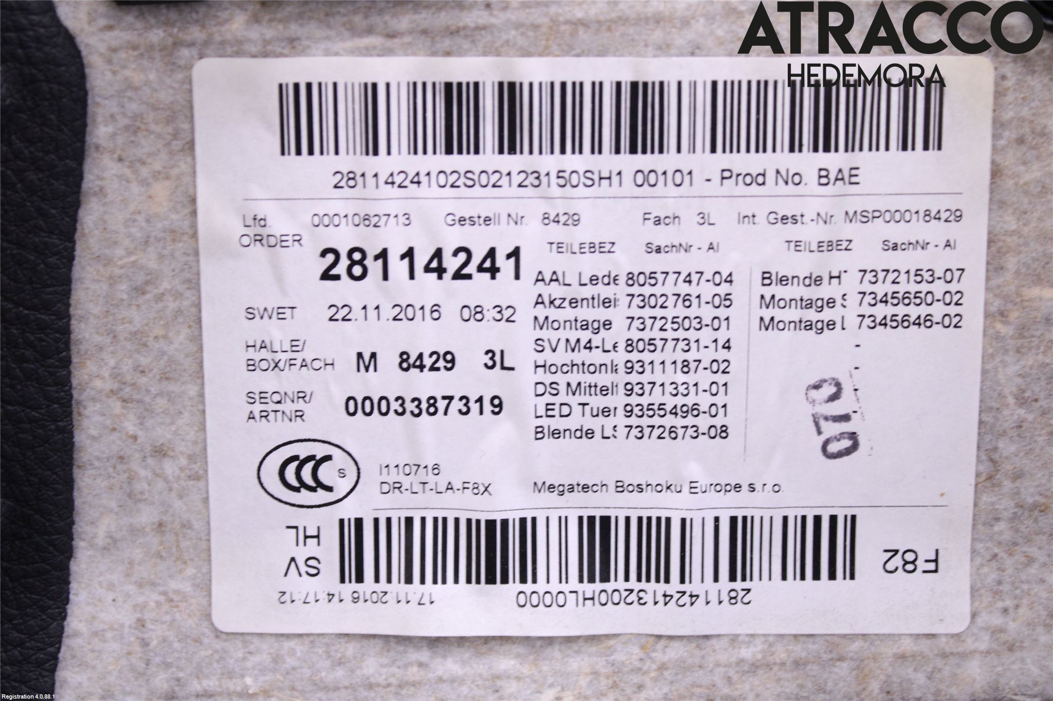 BMW 4 F32/F33/F82/F83 13-20 Innr Dørtrekk Venstre