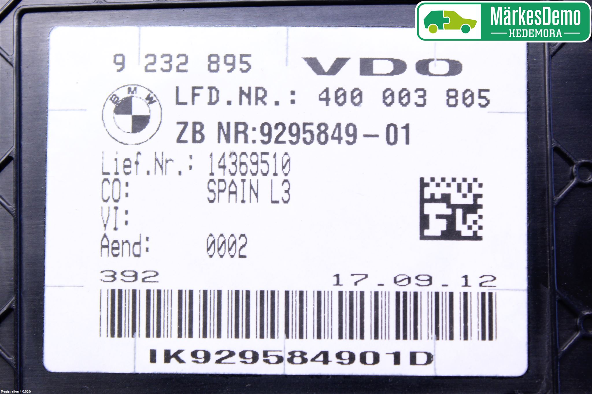 BMW 3 F30/F31/F80 12-19 Instr Kombinert