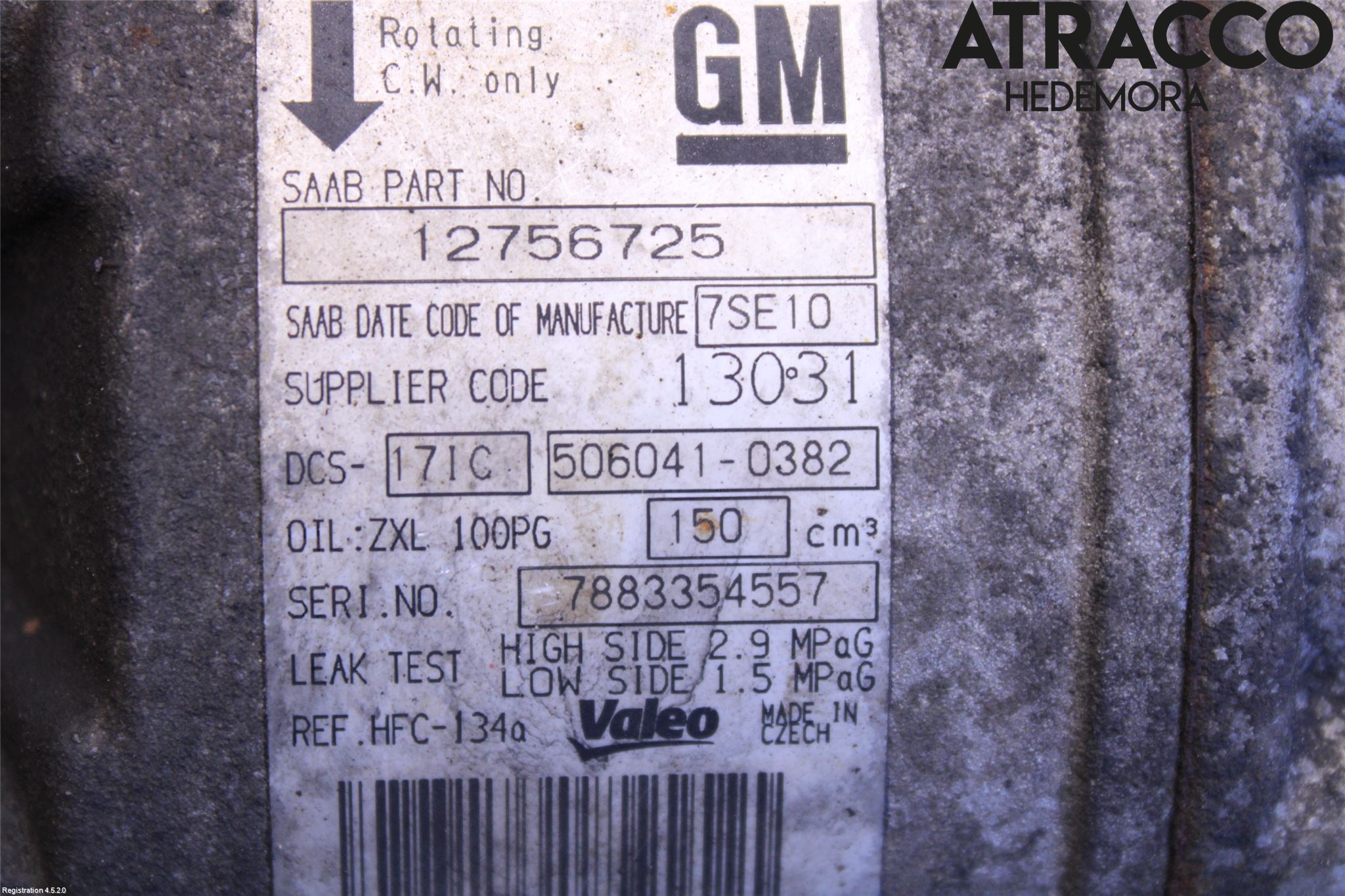Saab 9-5     06-10 Varme Ac Kompressor