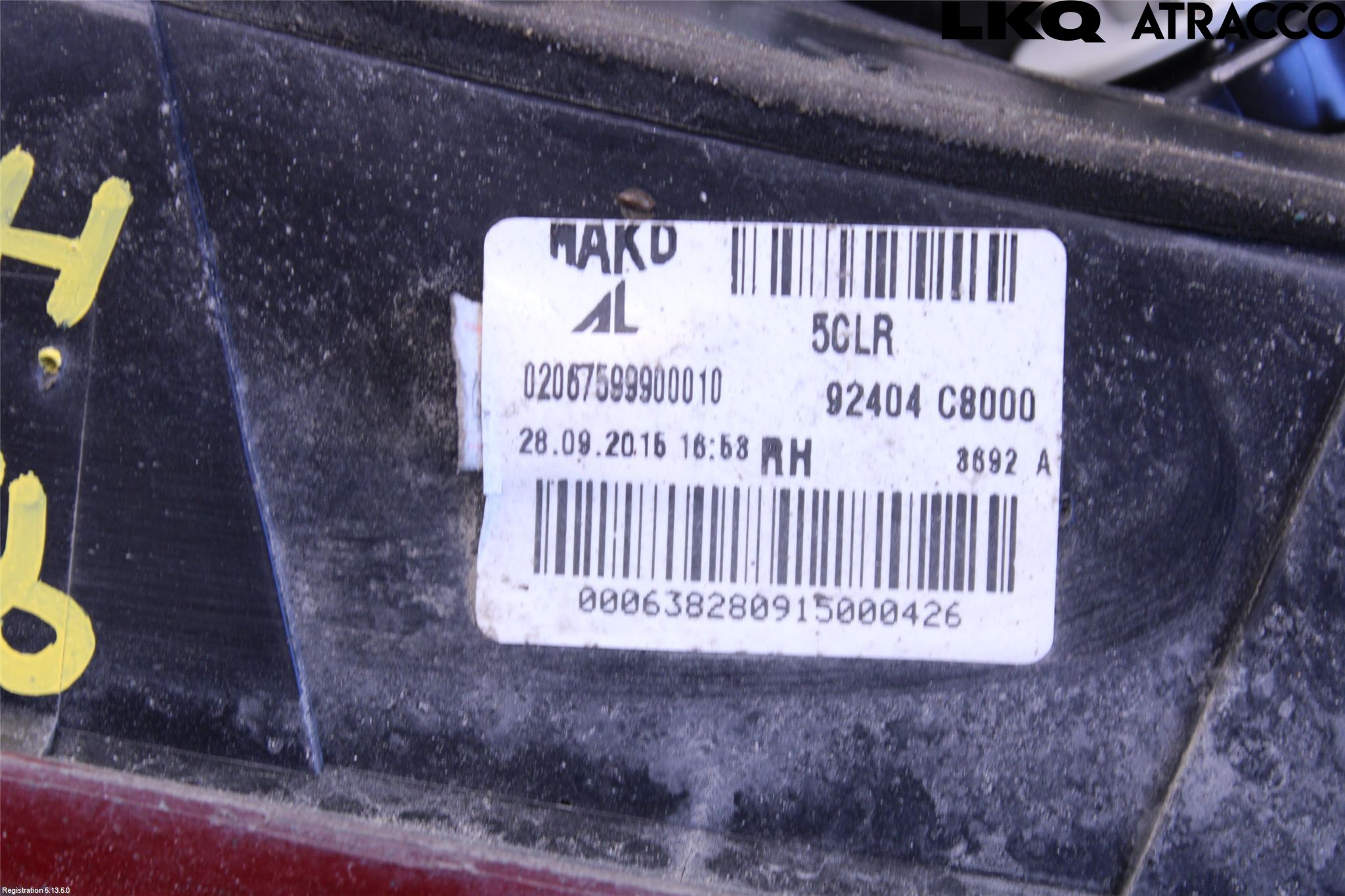 Hyundai i20 GB 15-20 Baklykt Høyre  På Luke(Indre)