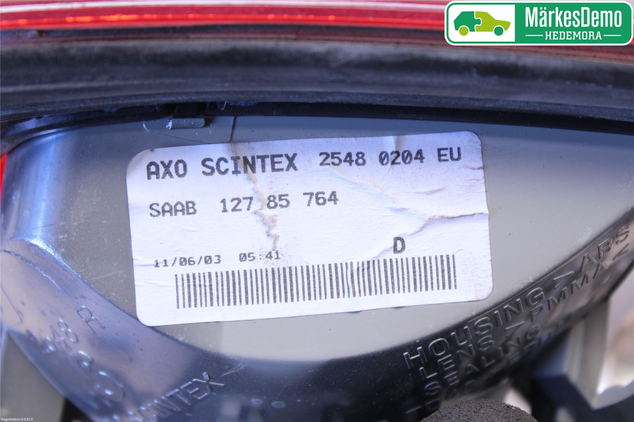 Saab 9-3 VER 2 Baklykt Høyre  På Luke(Indre)