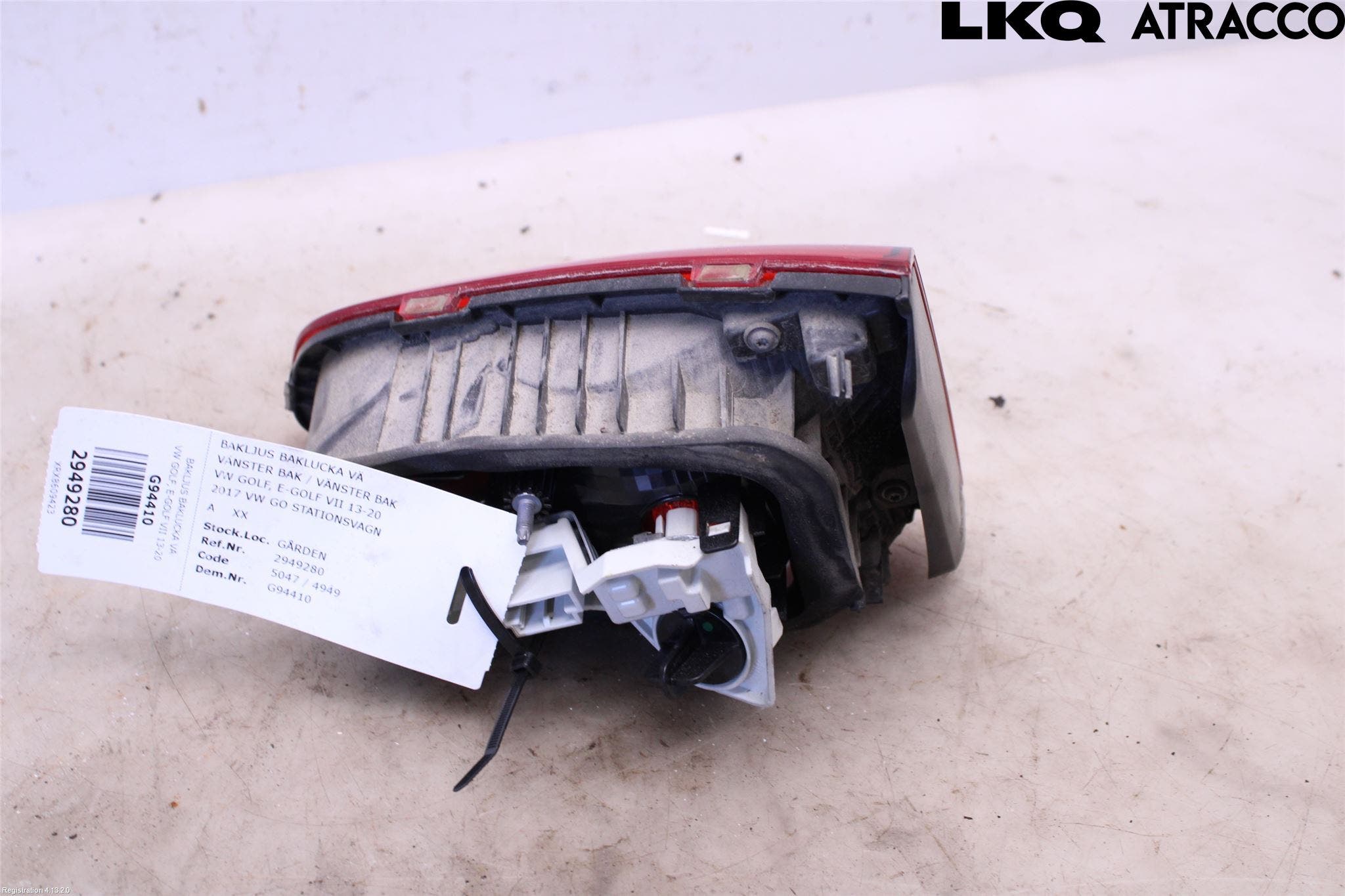 Volkswagen VW GOLF / E-GOLF VII 13-20 Baklykt Venstre På Luke(Indre