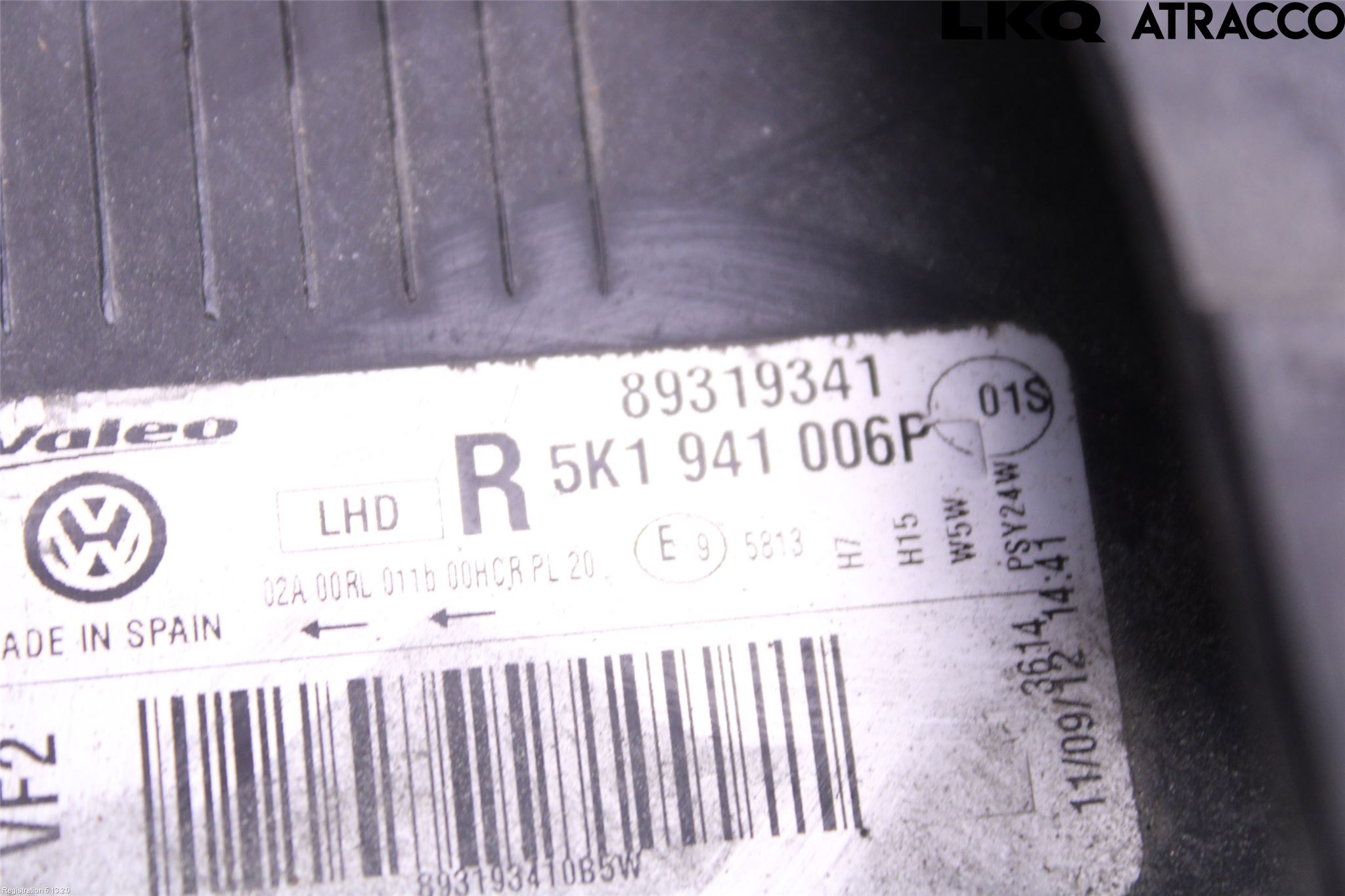 Volkswagen VW GOLF VI 09-13 Frontlykt Høyre