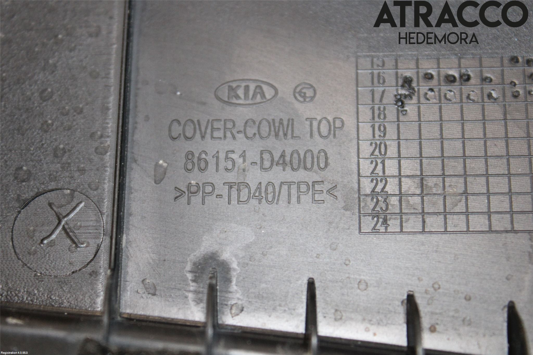 Kia OPTIMA 16-20 Visker Deksel-Grill-Under Frr