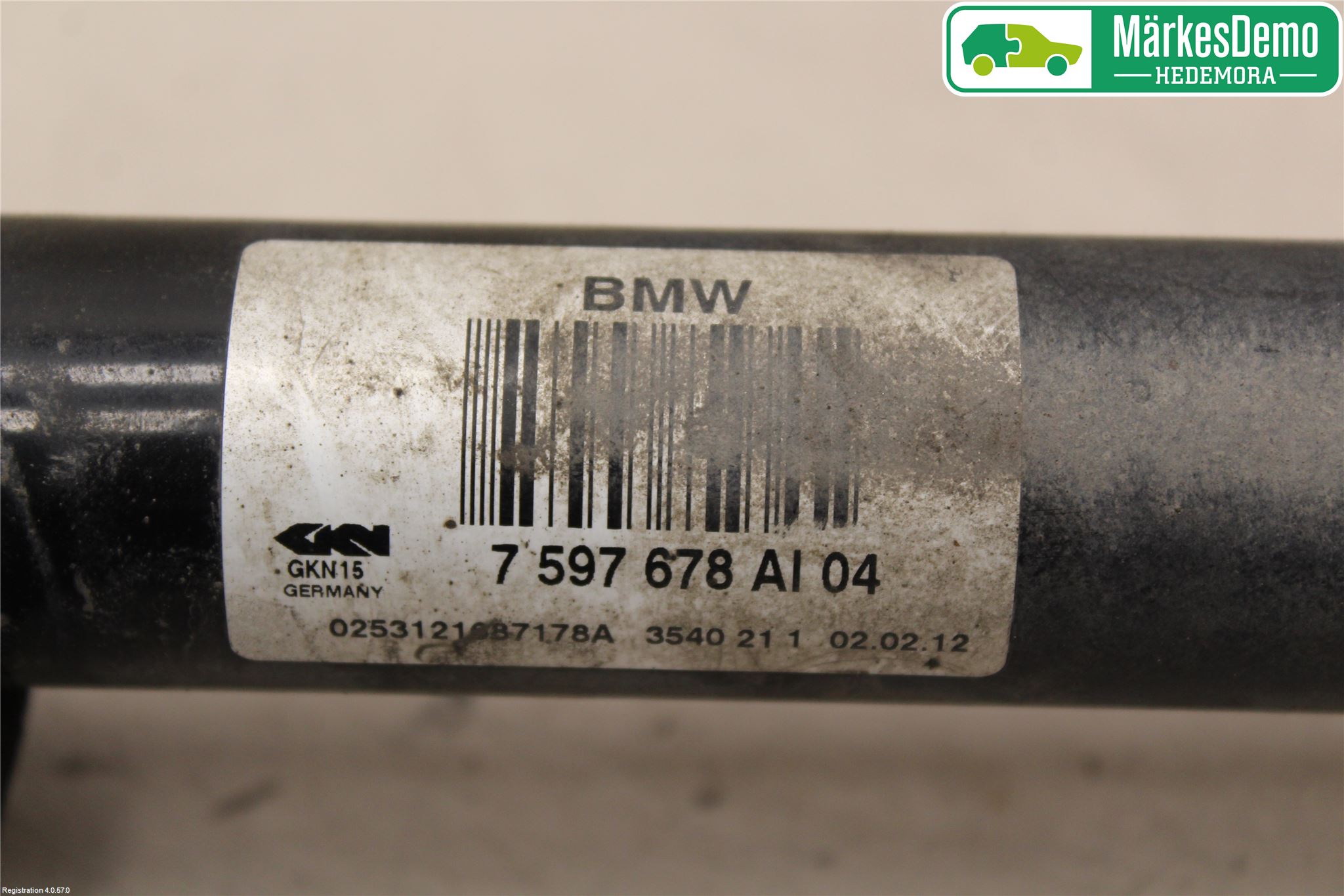 BMW 3 F30/F31/F80 12-19 Drivaksel Bak Kompl Høyre