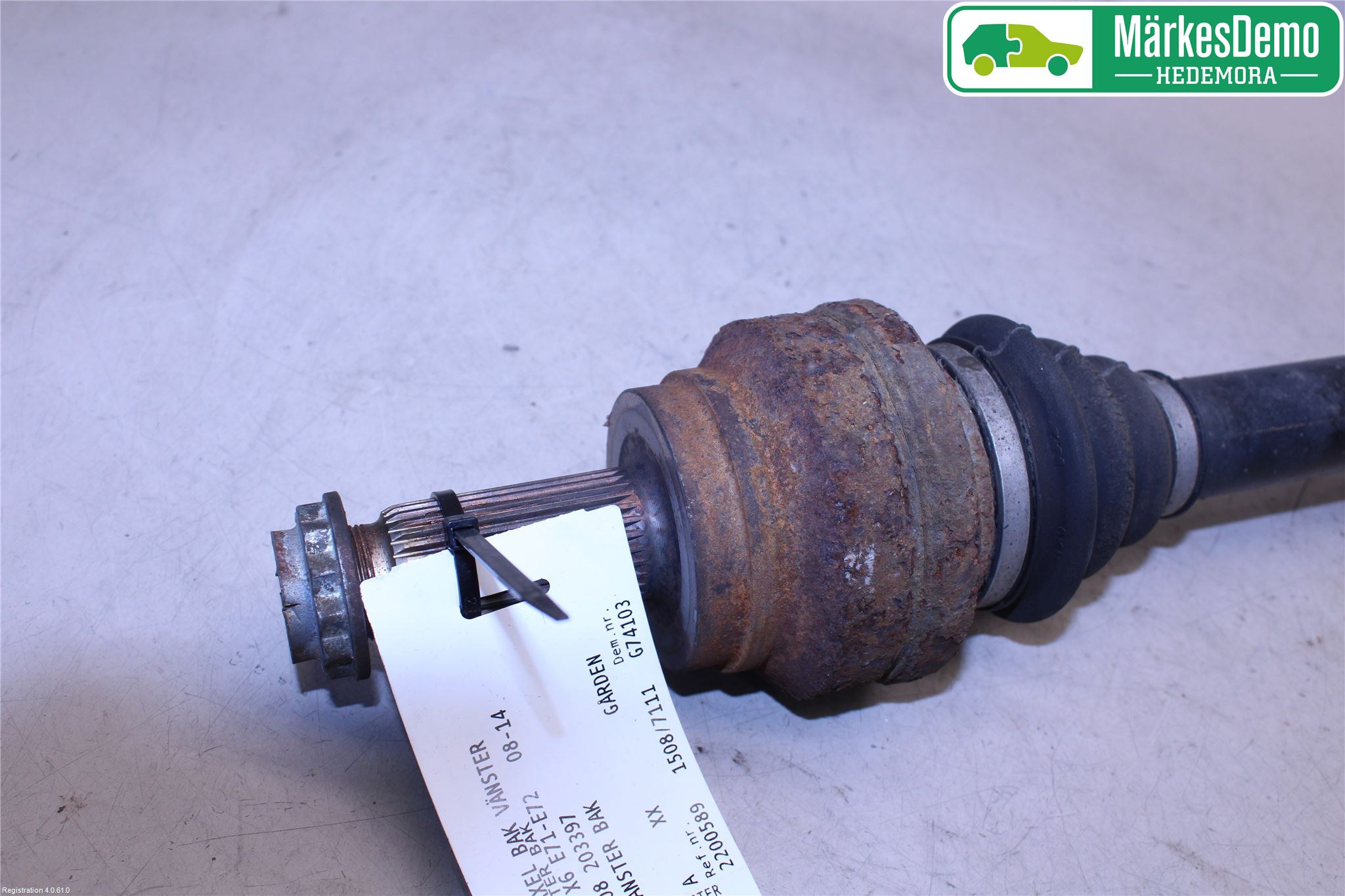 BMW X6 E71/E72   08-14 Drivaksel Bak Kompl Venstre