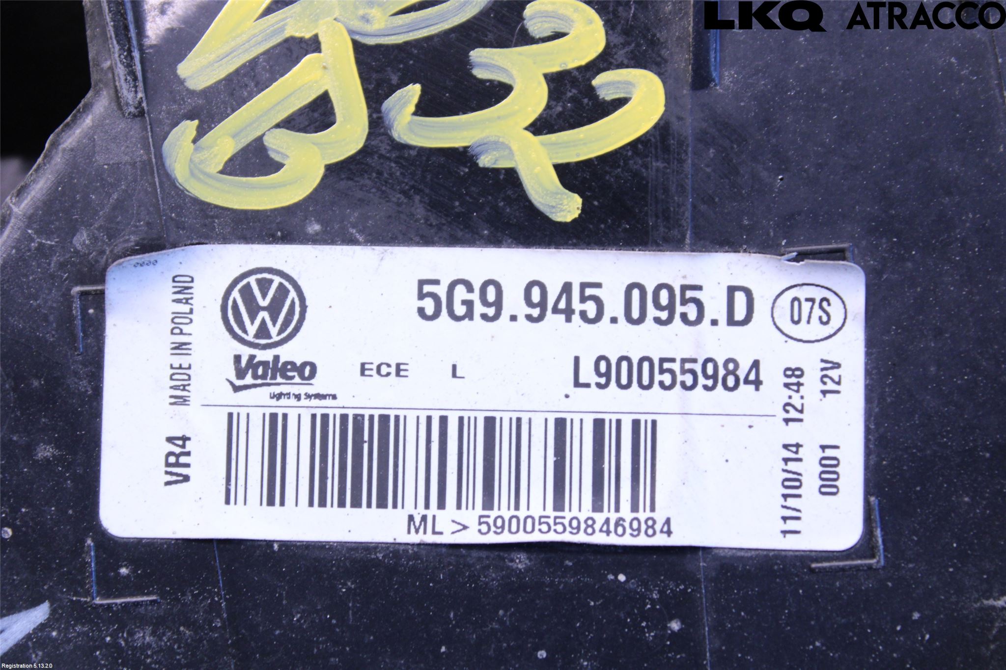 Volkswagen VW GOLF / E-GOLF VII 13-20 Baklykt Venstre
