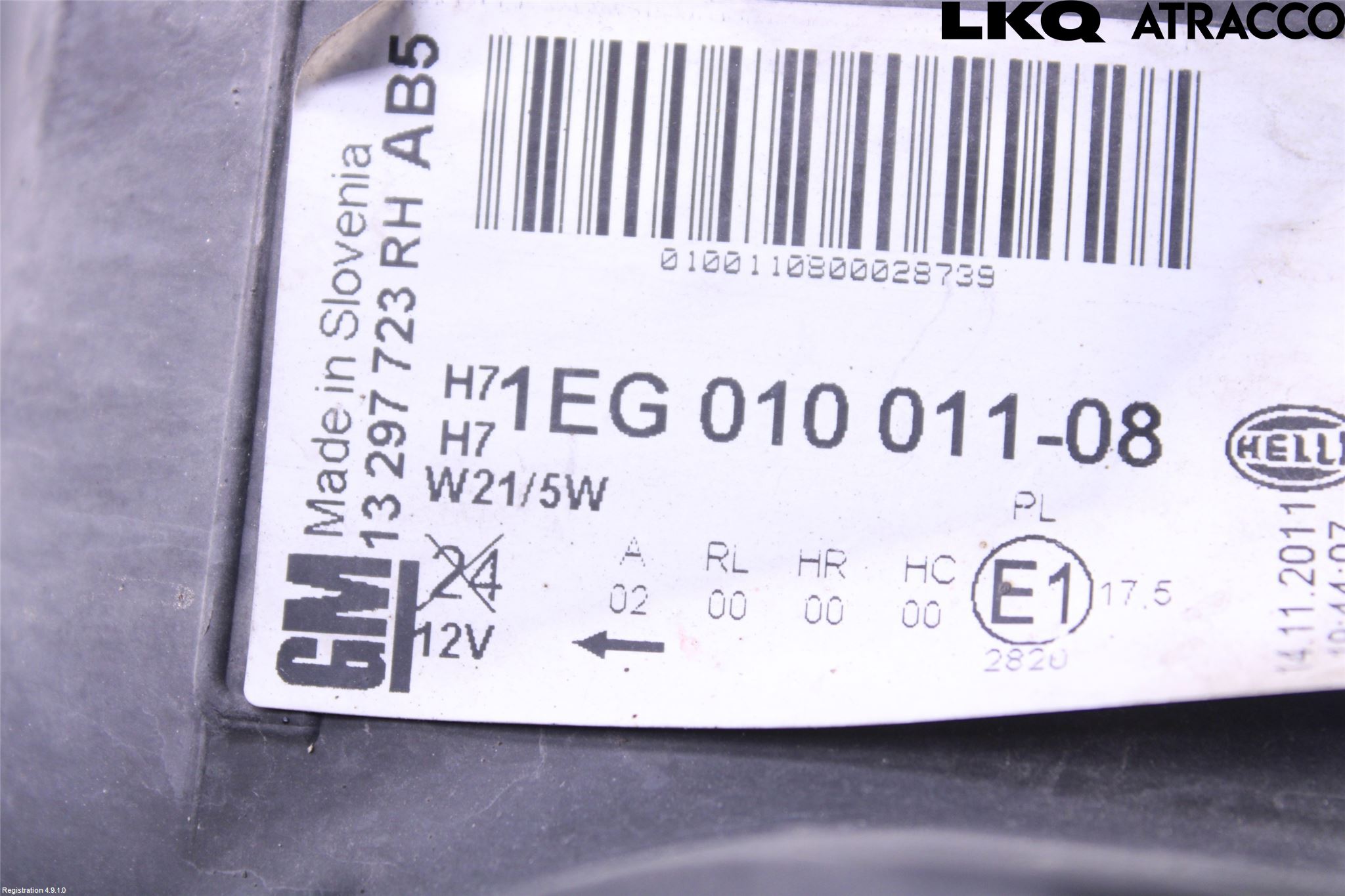 Opel ASTRA J 10-15 Frontlykt Høyre