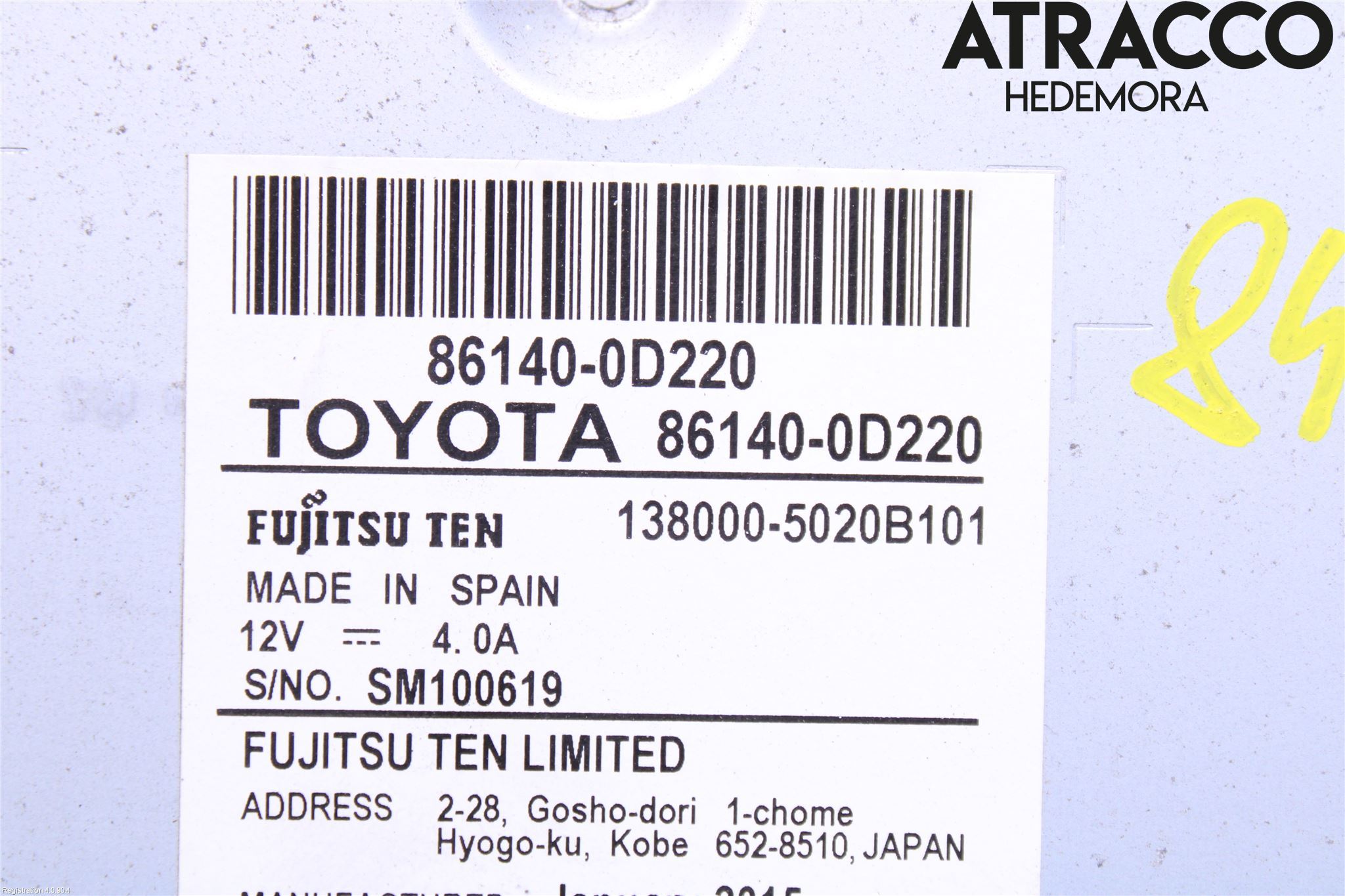 Toyota YARIS XP130 15-20 Stereo Radio Med Cd