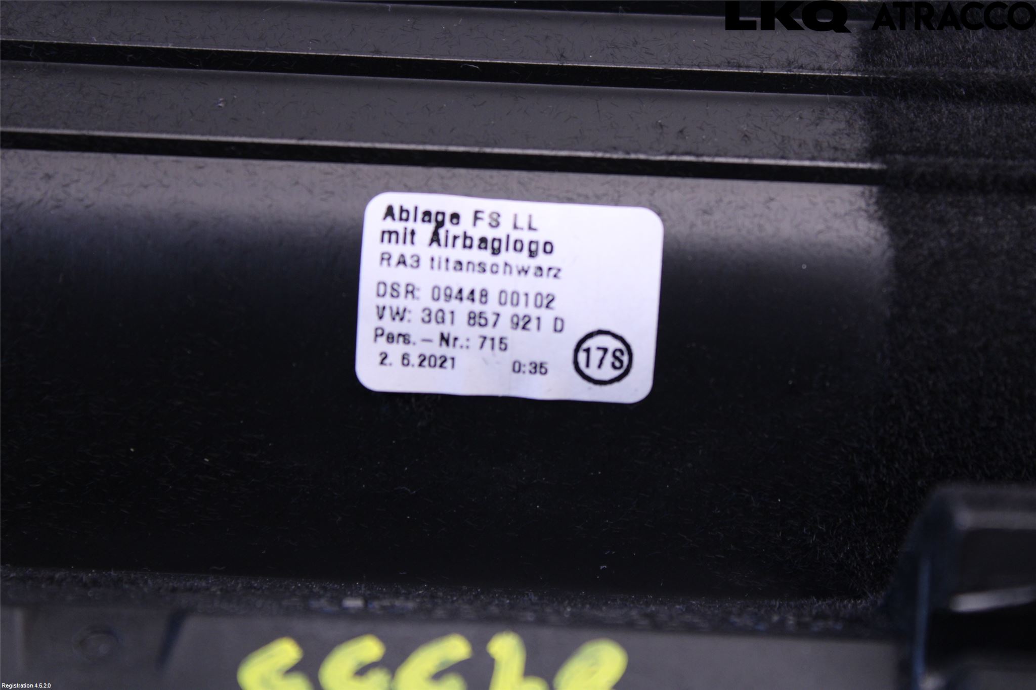 Volkswagen VW PASSAT 15-19 Innr Oppbevaringsrom