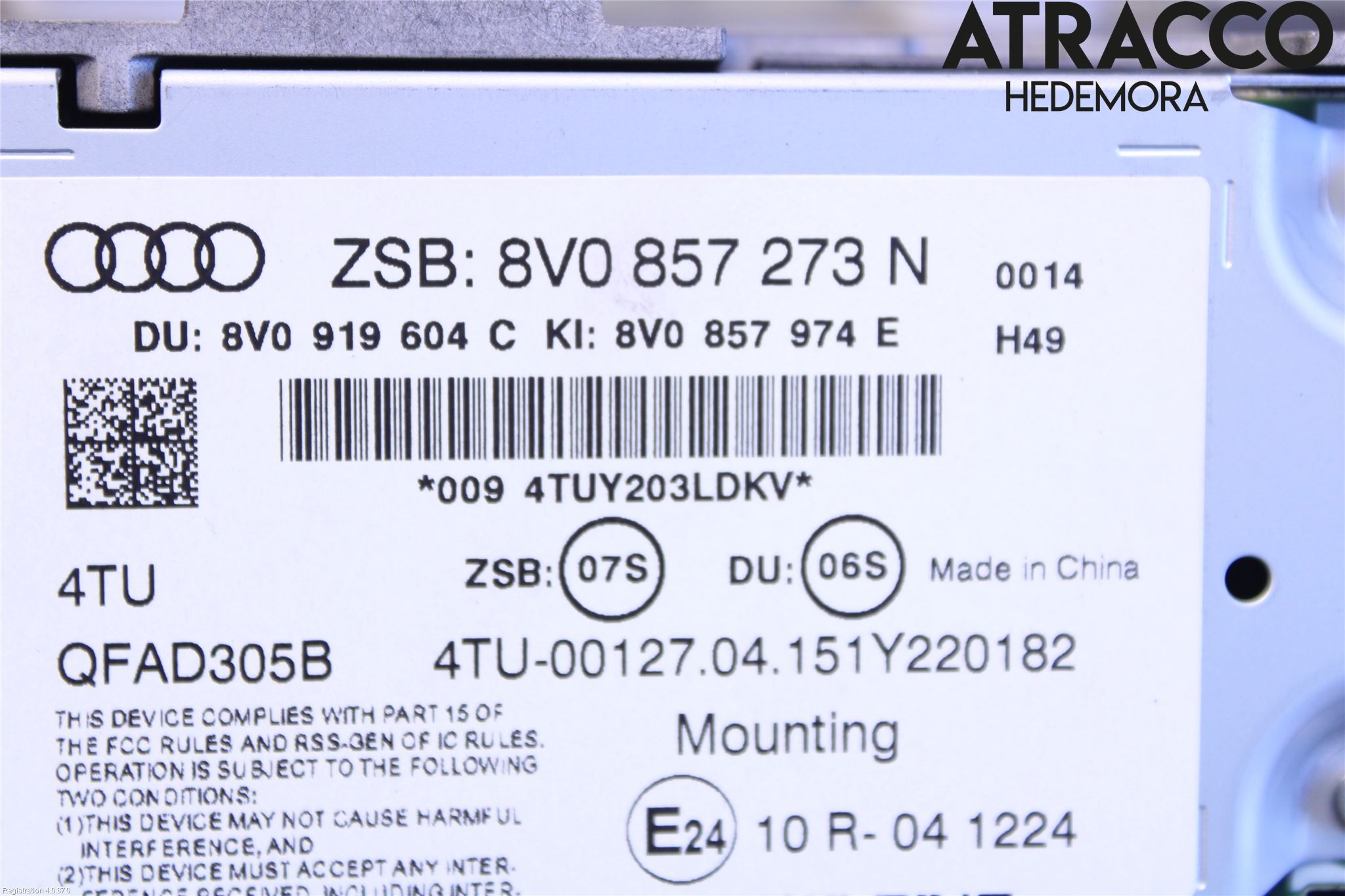 Audi A3/S3 8V 13-20 Instr Skjerm Dvd-Gps-Ac-Tlf