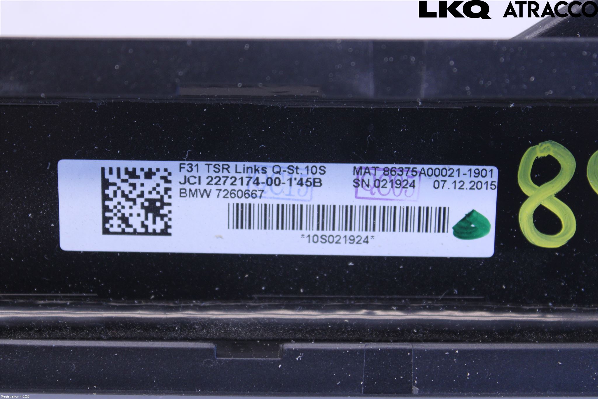 BMW 3 F30/F31/F80 12-19 Innr Innsyn Beskytelse Stv