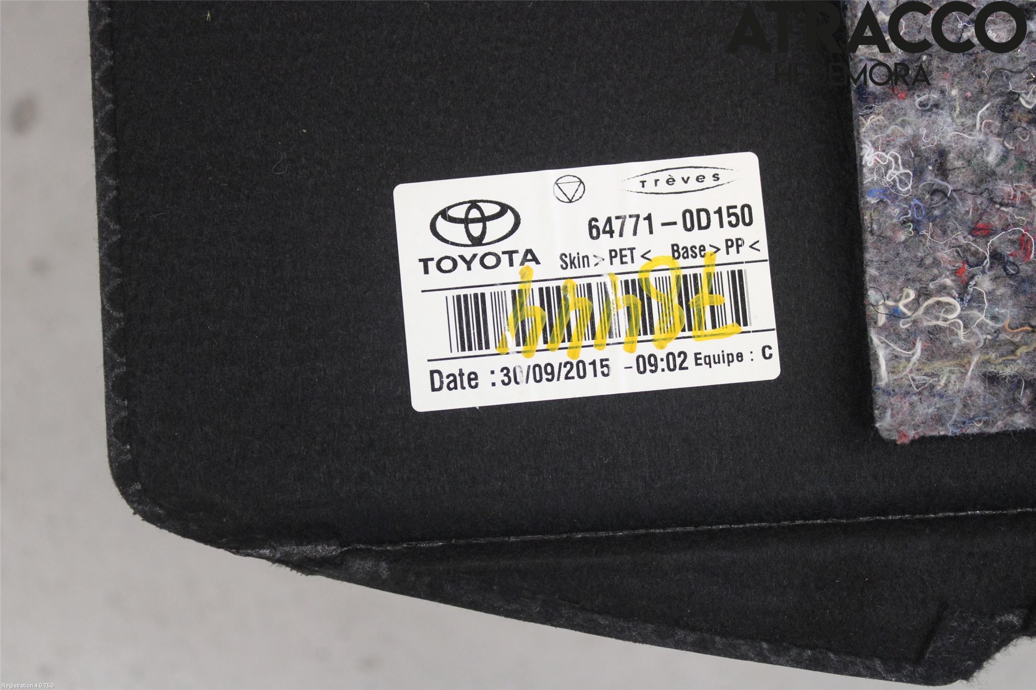 Toyota YARIS XP130 15-20 Innr Matte Bagasjerom