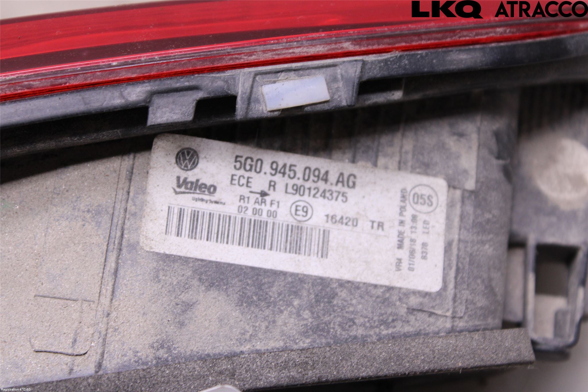 Volkswagen VW GOLF / E-GOLF VII 13-20 Baklykt Høyre  På Luke(Indre)