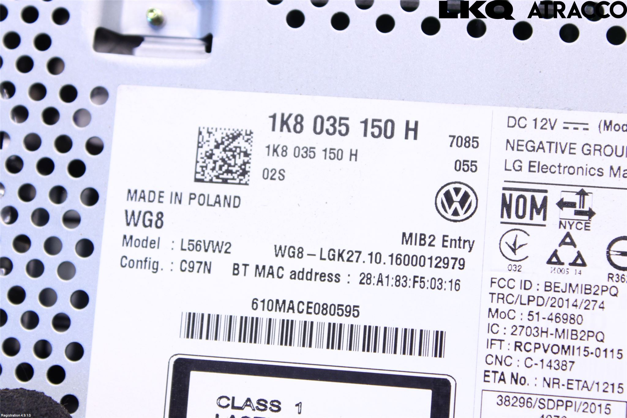 Volkswagen VW CADDY 16-20 Stereo Radio Med Cd