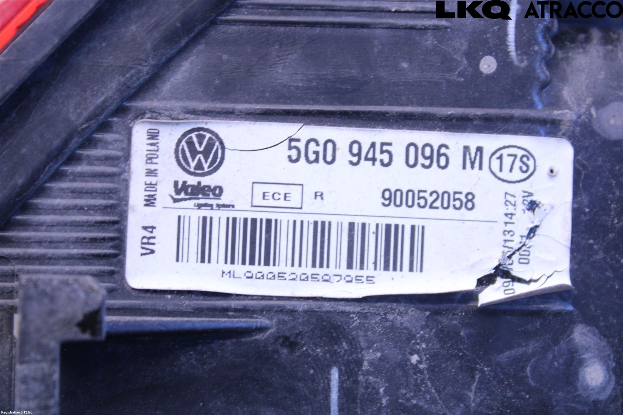 Volkswagen VW GOLF / E-GOLF VII 13-20 Baklykt Høyre