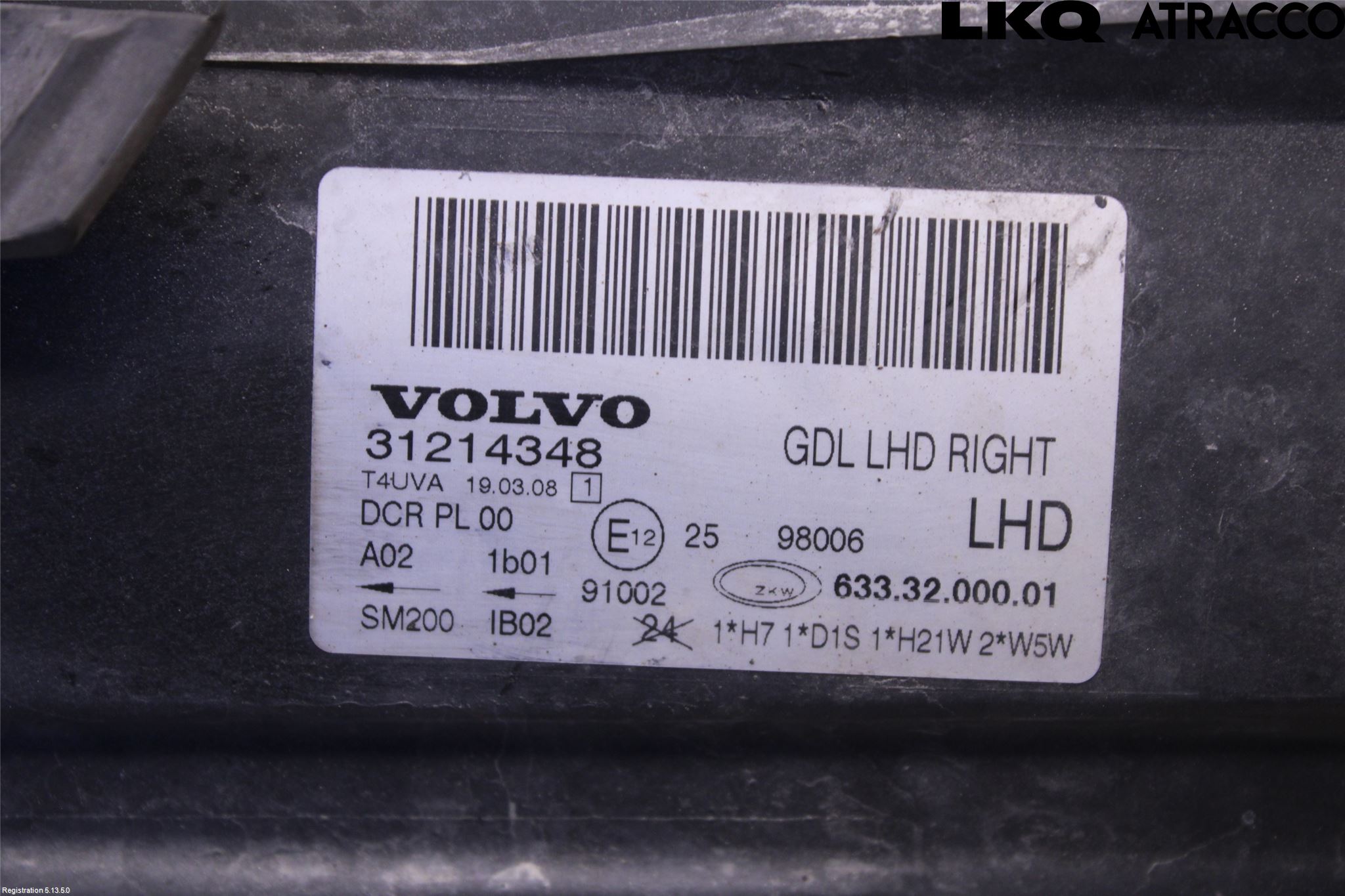 Volvo V70 08-13 Frontlykt Høyre