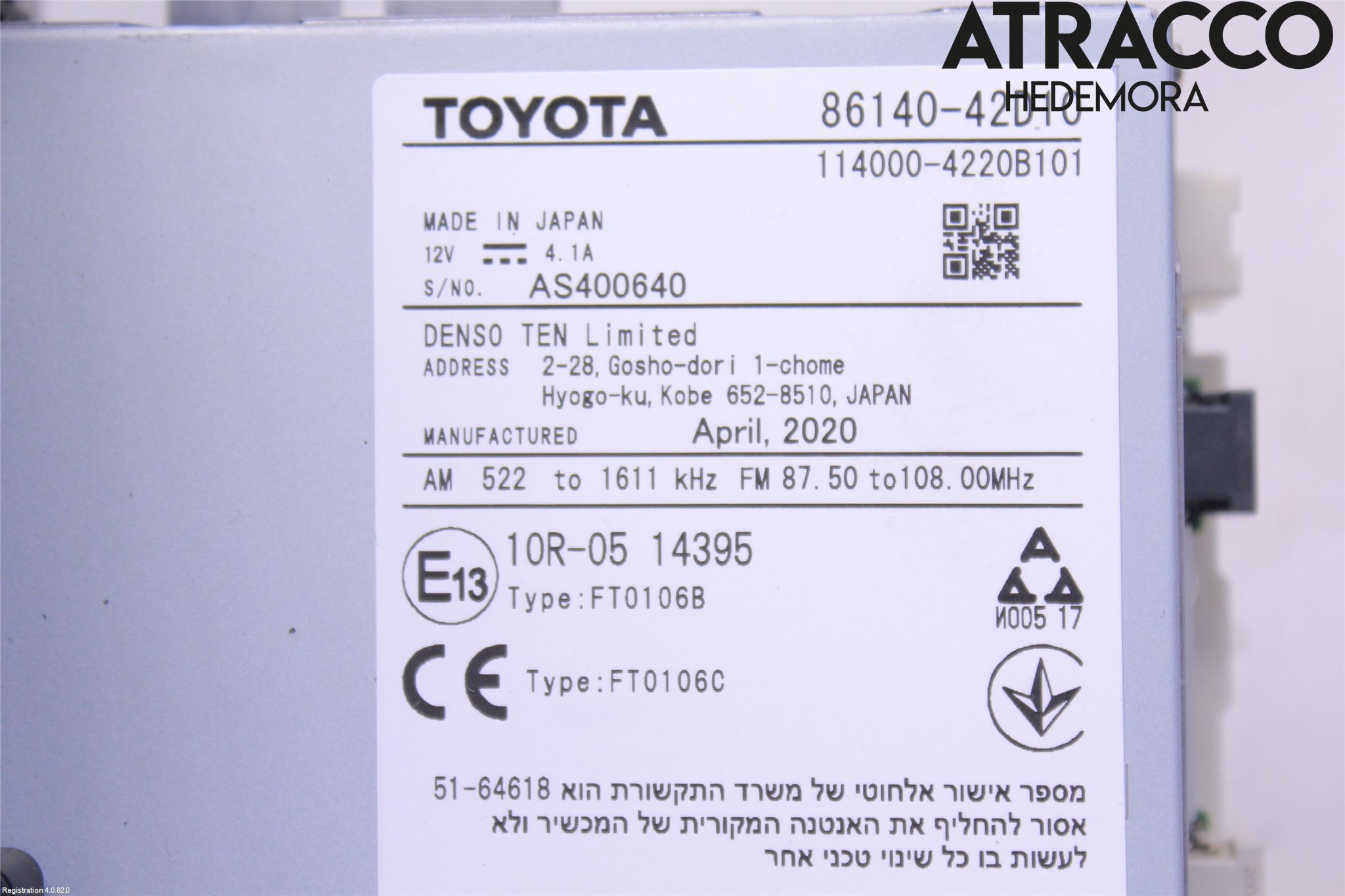 Toyota RAV4 19- Stereo Radio Med Cd
