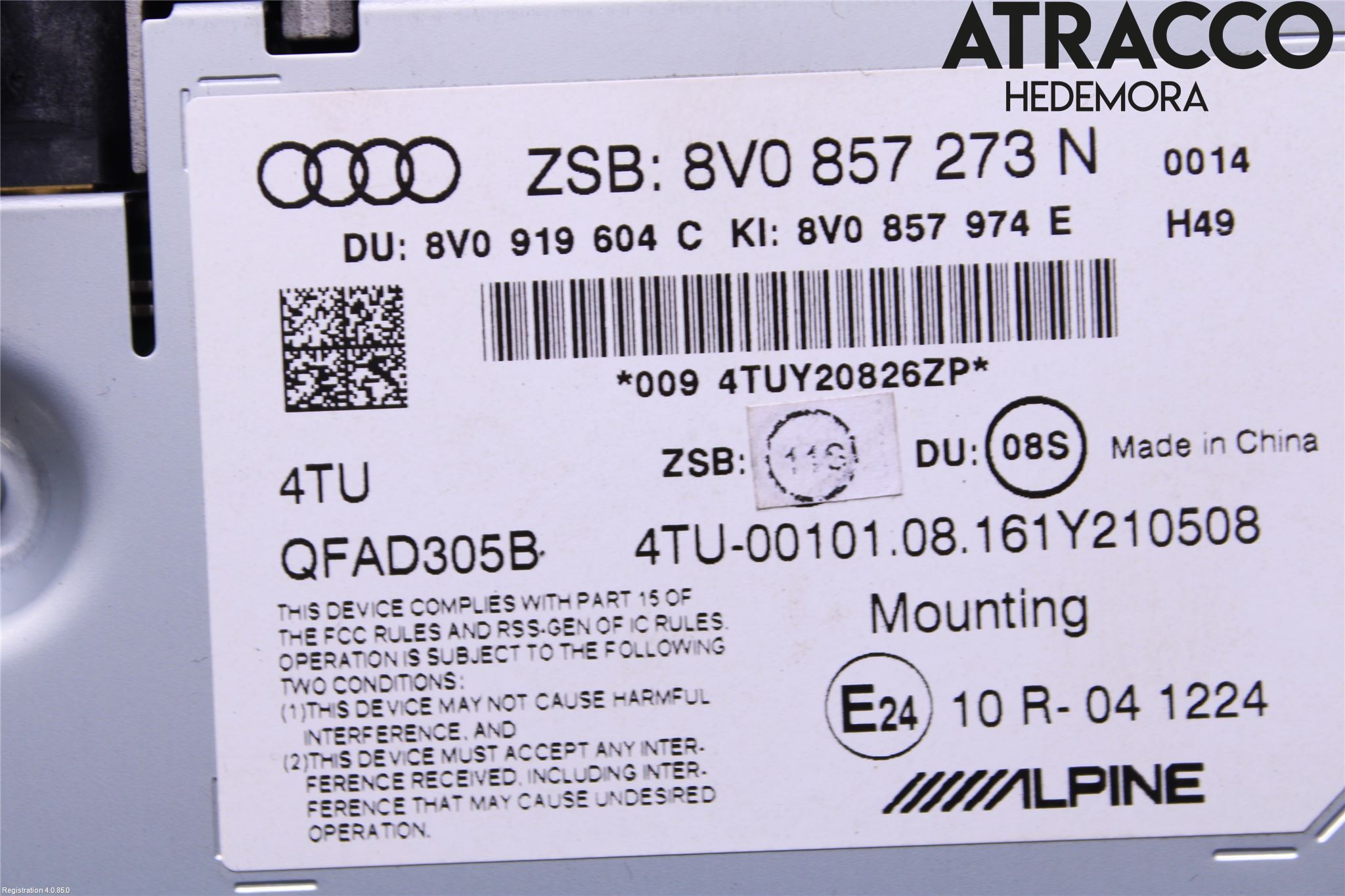 Audi A3/S3 8V 13-20 Instr Skjerm Dvd-Gps-Ac-Tlf