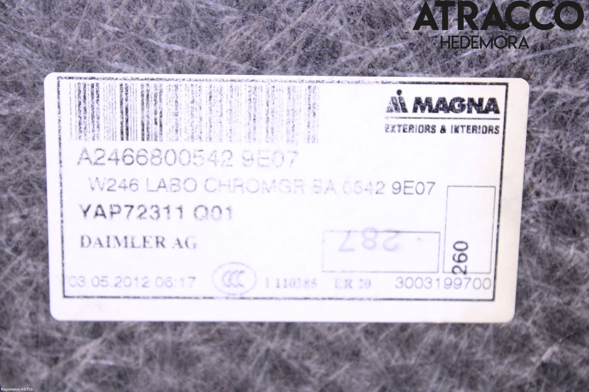 Mercedes-Benz MB B-KLASS (W246/W242) 12-19 Innr Matte Bagasjerom