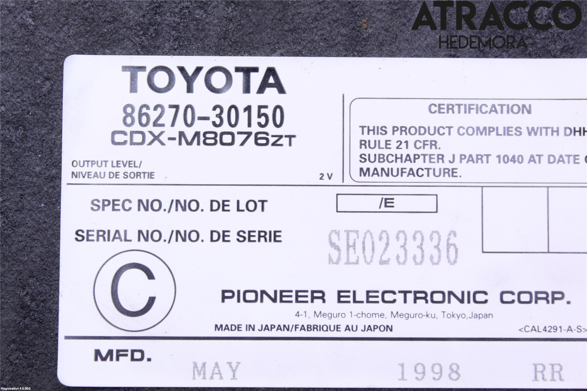 Lexus GS 300/400/430 91-05 Stereo Cd Veksler