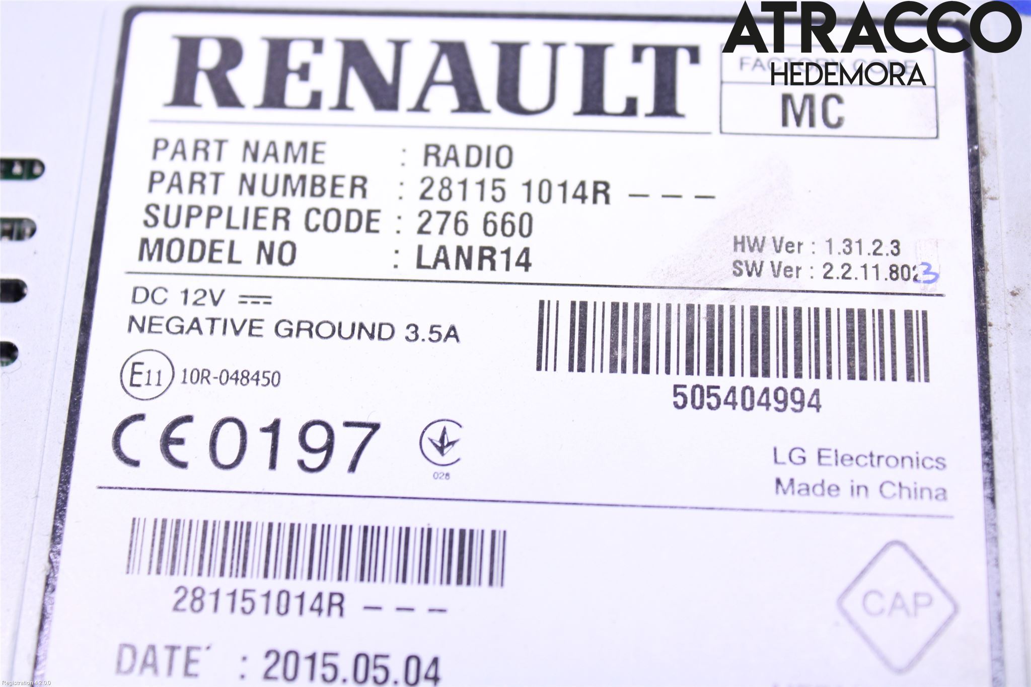 Renault KADJAR 15- Stereo Radio Med Cd