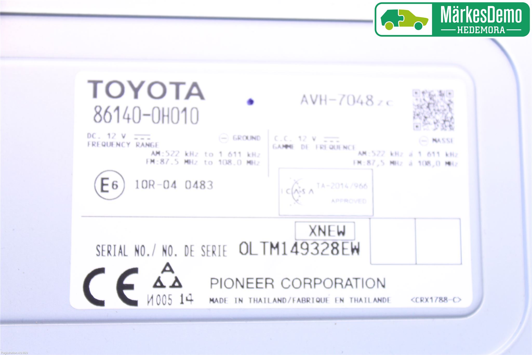 Toyota AYGO 15-21 Stereo Radio Med Cd