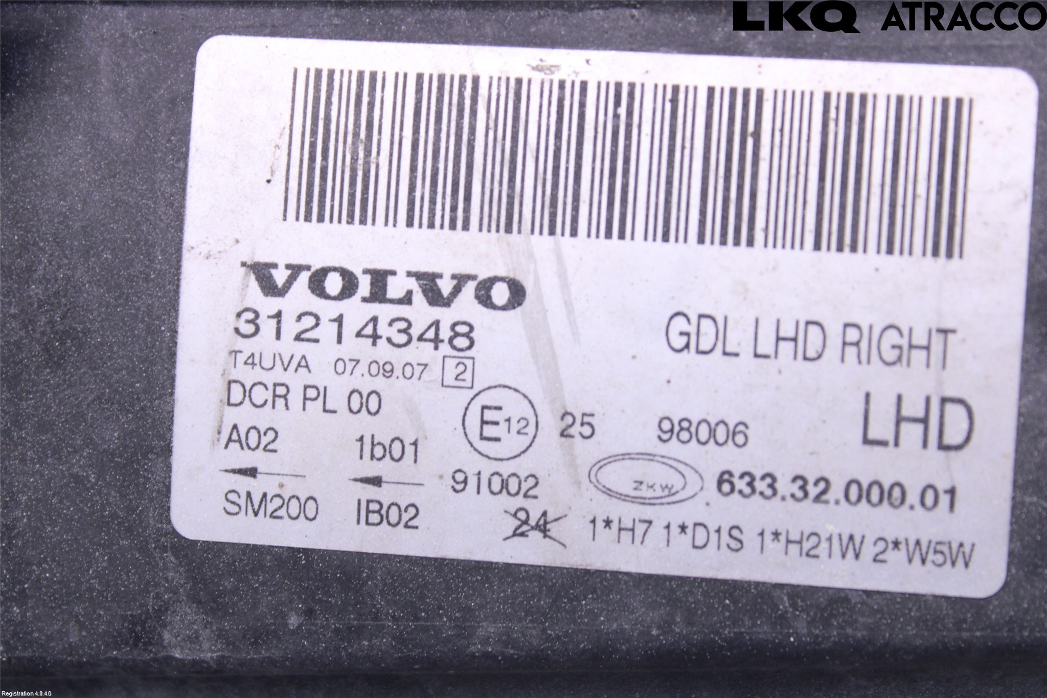 Volvo V70 08-13 Frontlykt Høyre