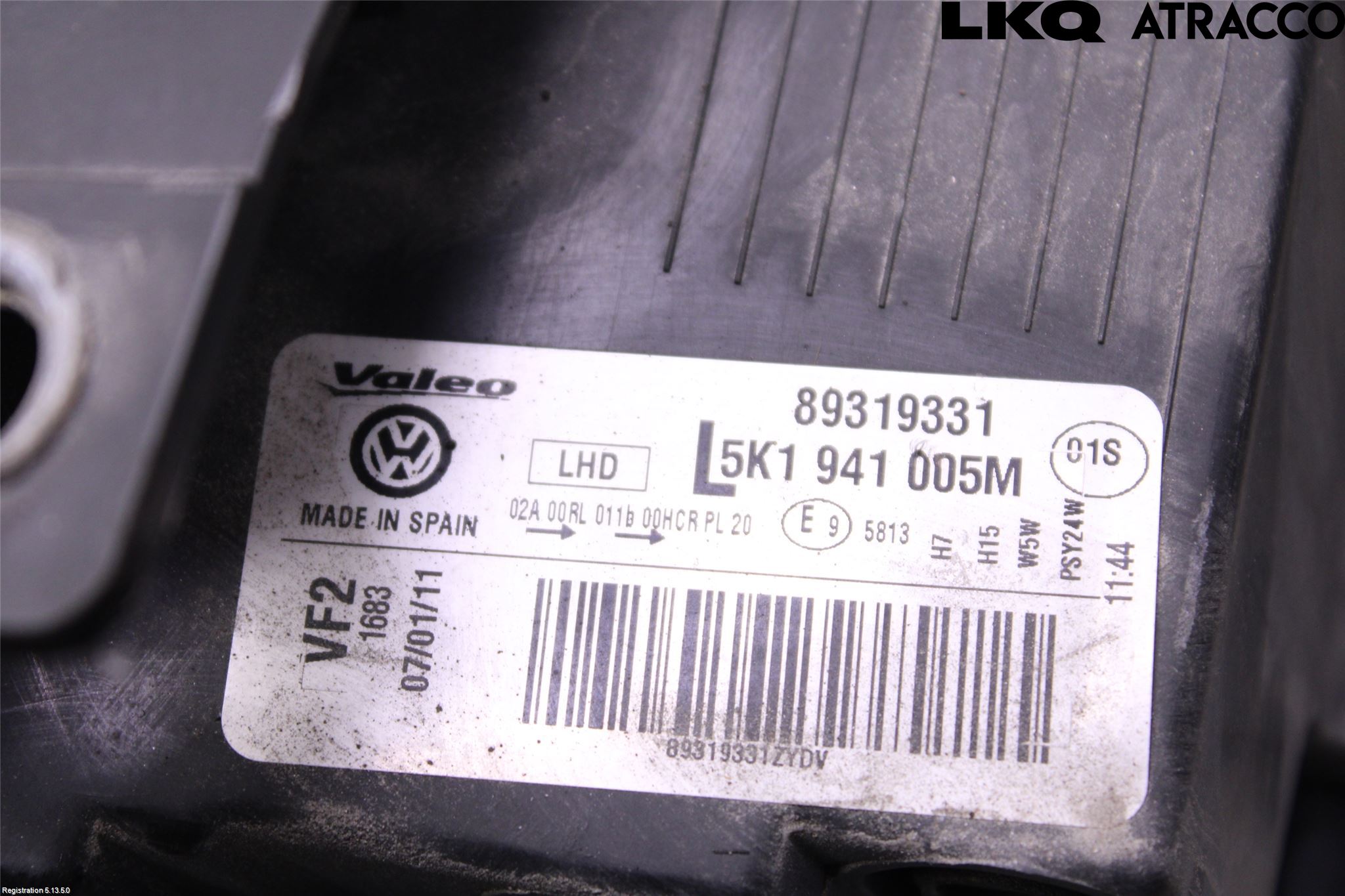 Volkswagen VW GOLF VI 09-13 Frontlykt Venstre