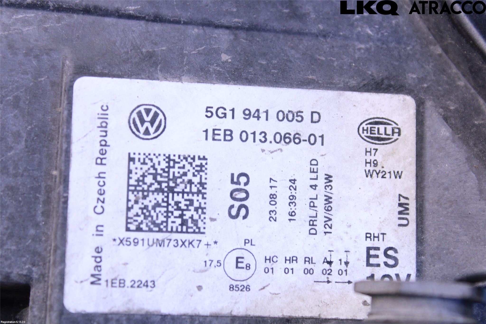 Volkswagen VW GOLF / E-GOLF VII 13-20 Frontlykt Venstre