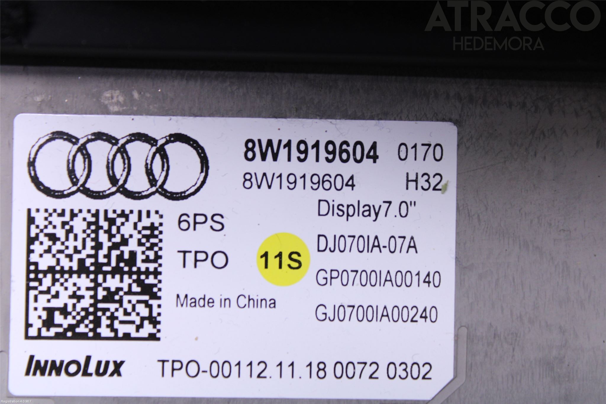 Audi A4/S4 B9 20- Instr Skjerm Dvd-Gps-Ac-Tlf