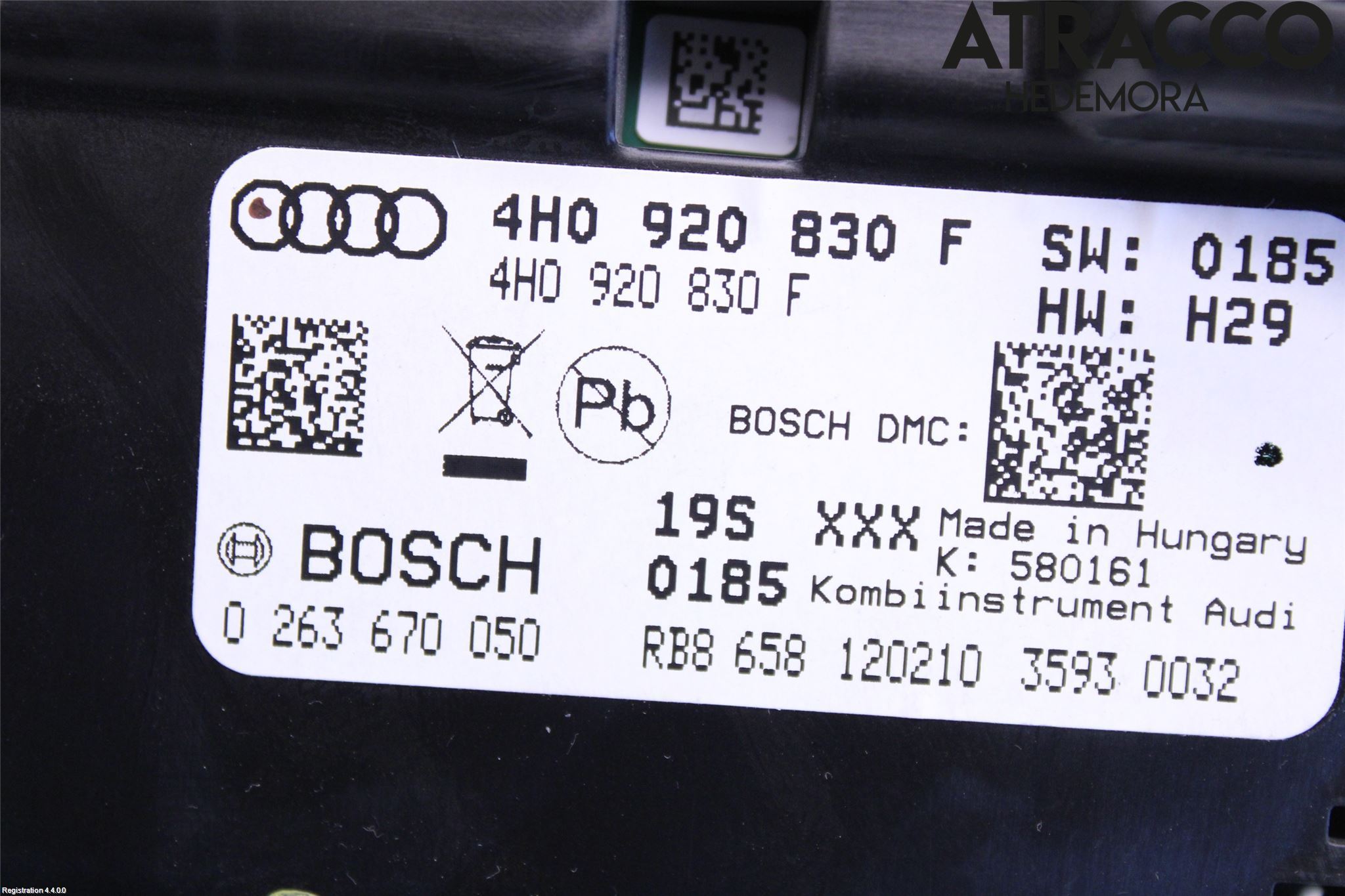 Audi A8/S8 4H 10-17 Instr Kombinert