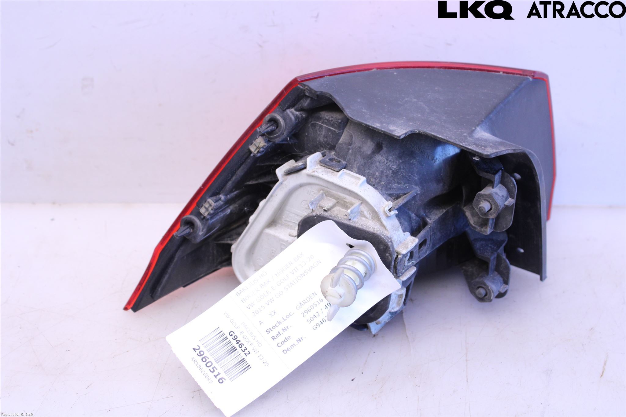 Volkswagen VW GOLF / E-GOLF VII 13-20 Baklykt Høyre