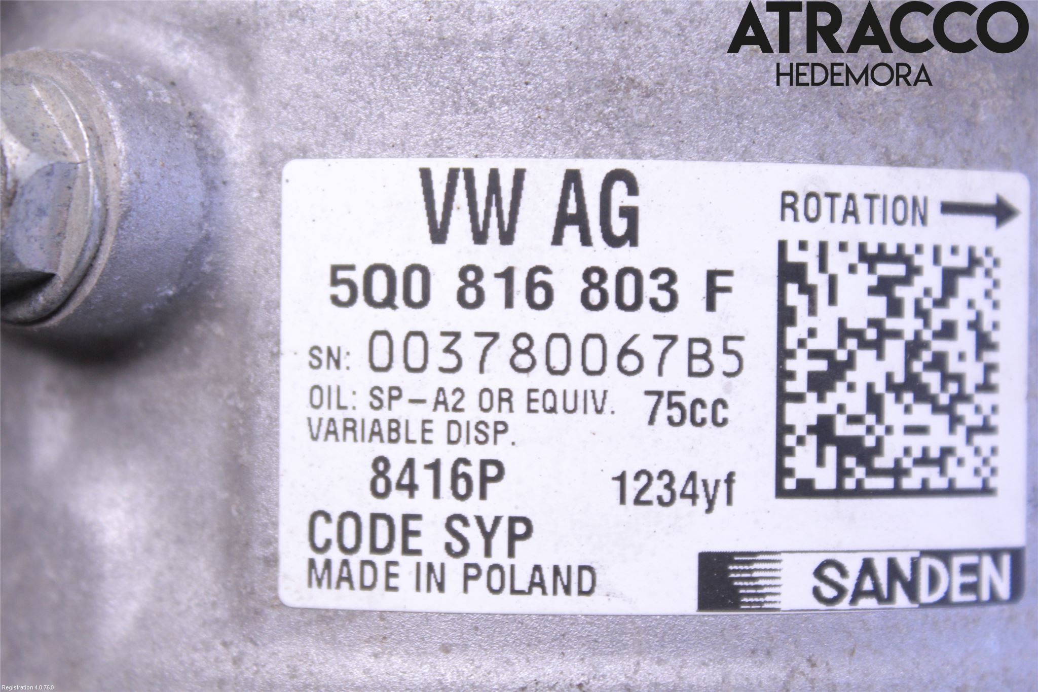 Skoda OCTAVIA (5E) 13-20 Varme Ac Kompressor