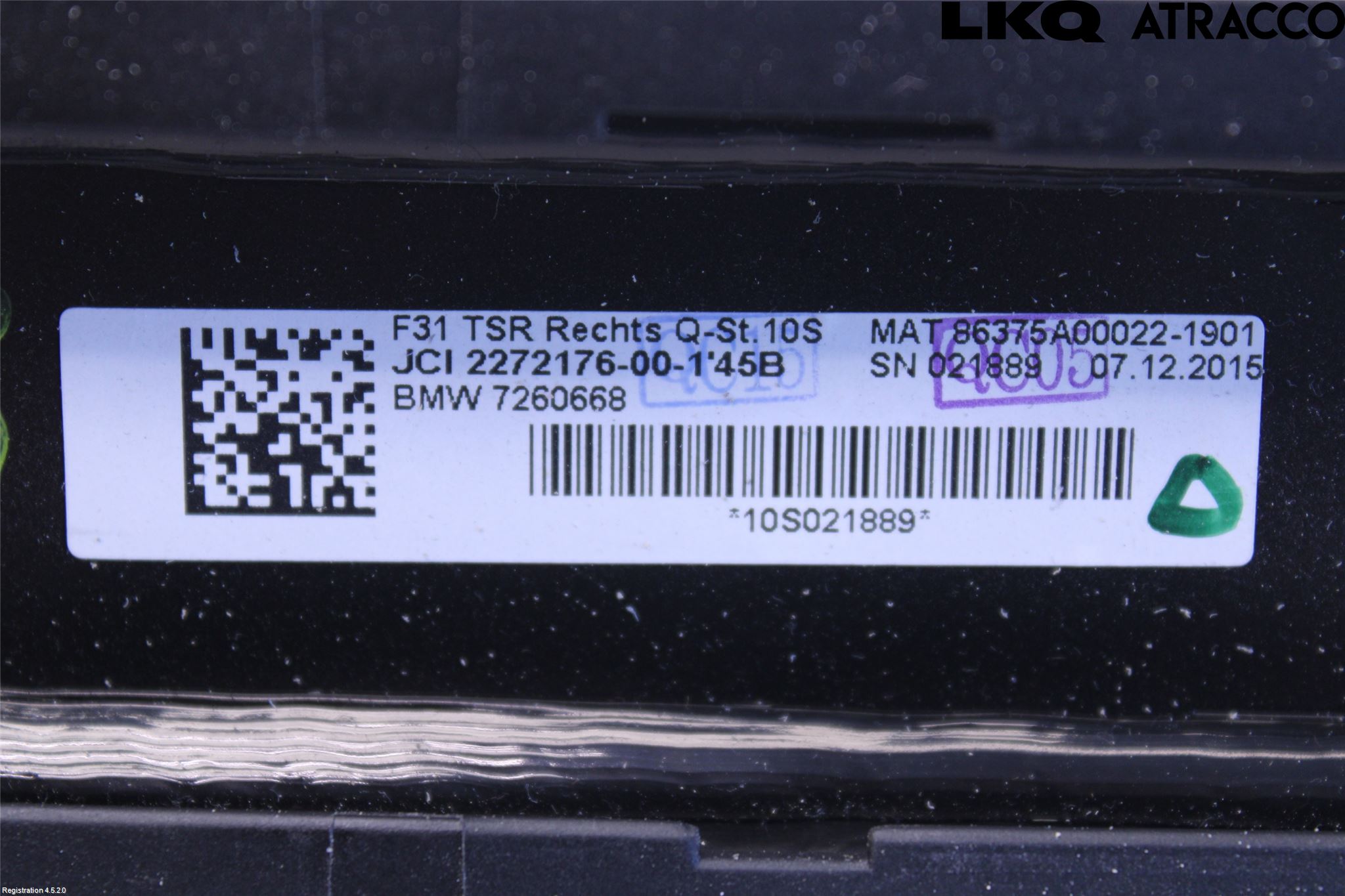 BMW 3 F30/F31/F80 12-19 Innr Innsyn Beskytelse Stv