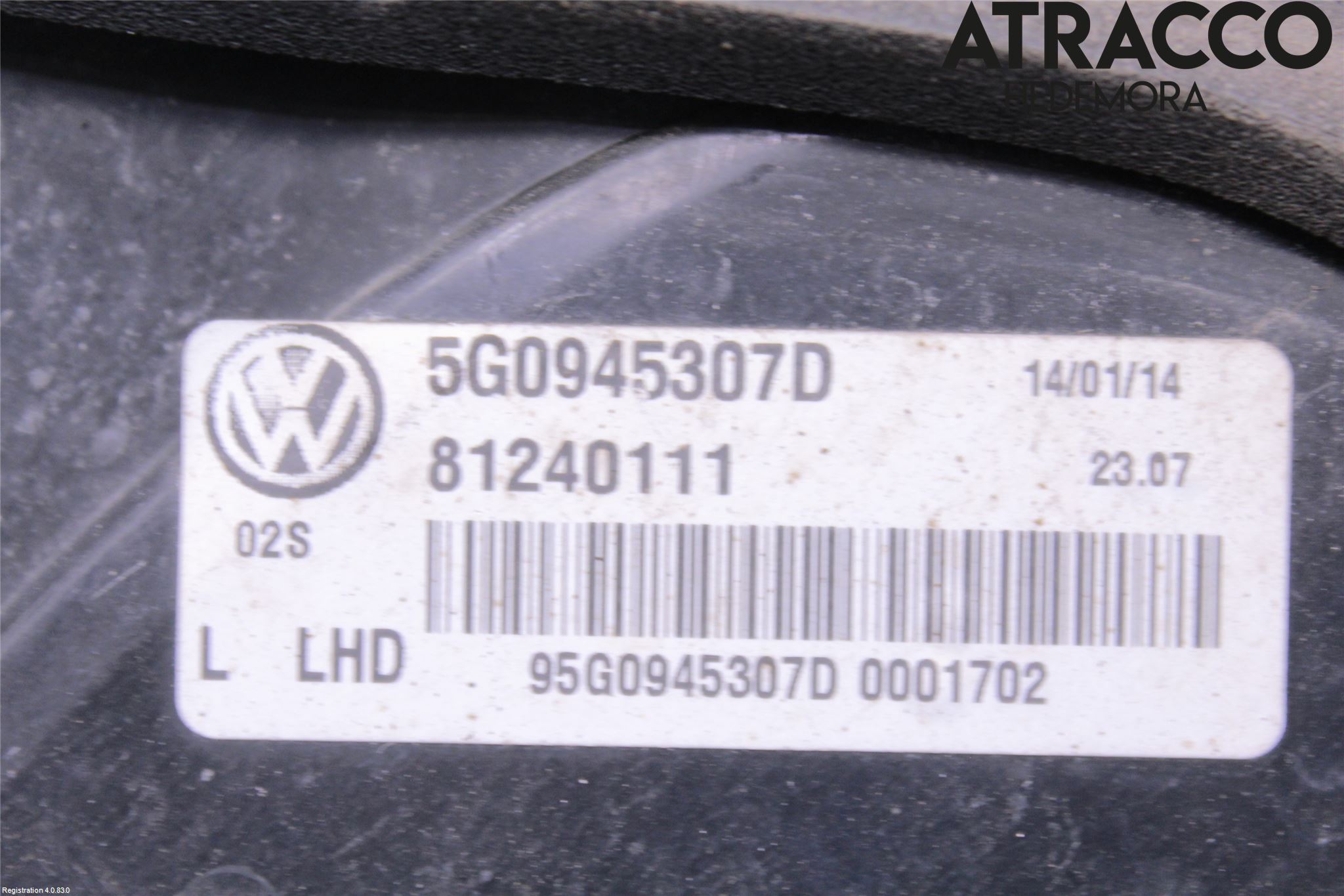 Volkswagen VW GOLF / E-GOLF VII 13-20 Baklykt Venstre  På Luke(Indre