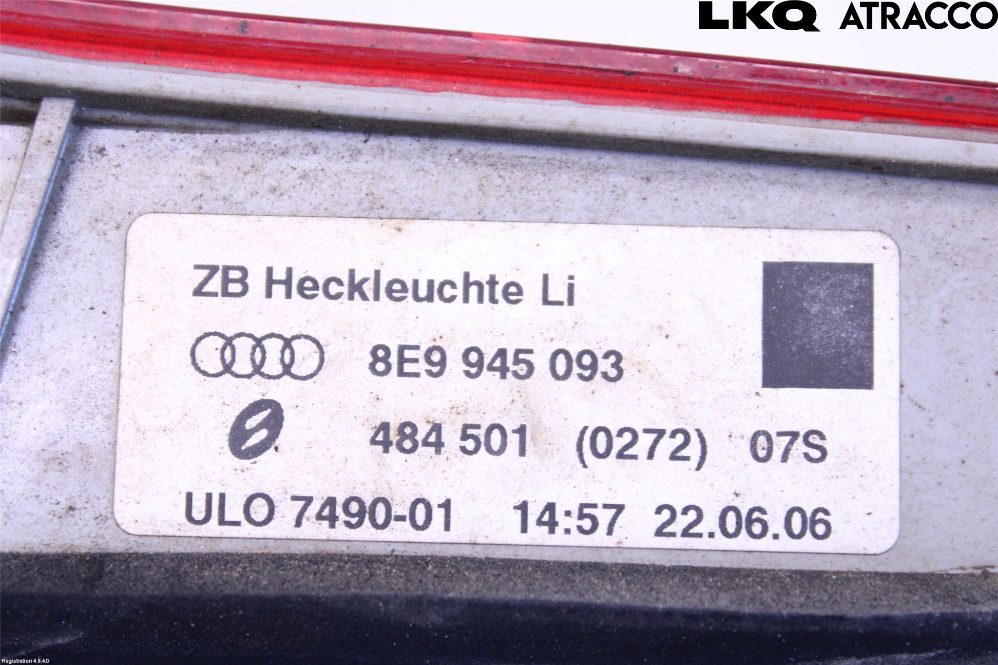 Audi A4/S4 05-07 Baklykt Venstre  På Luke(Indre