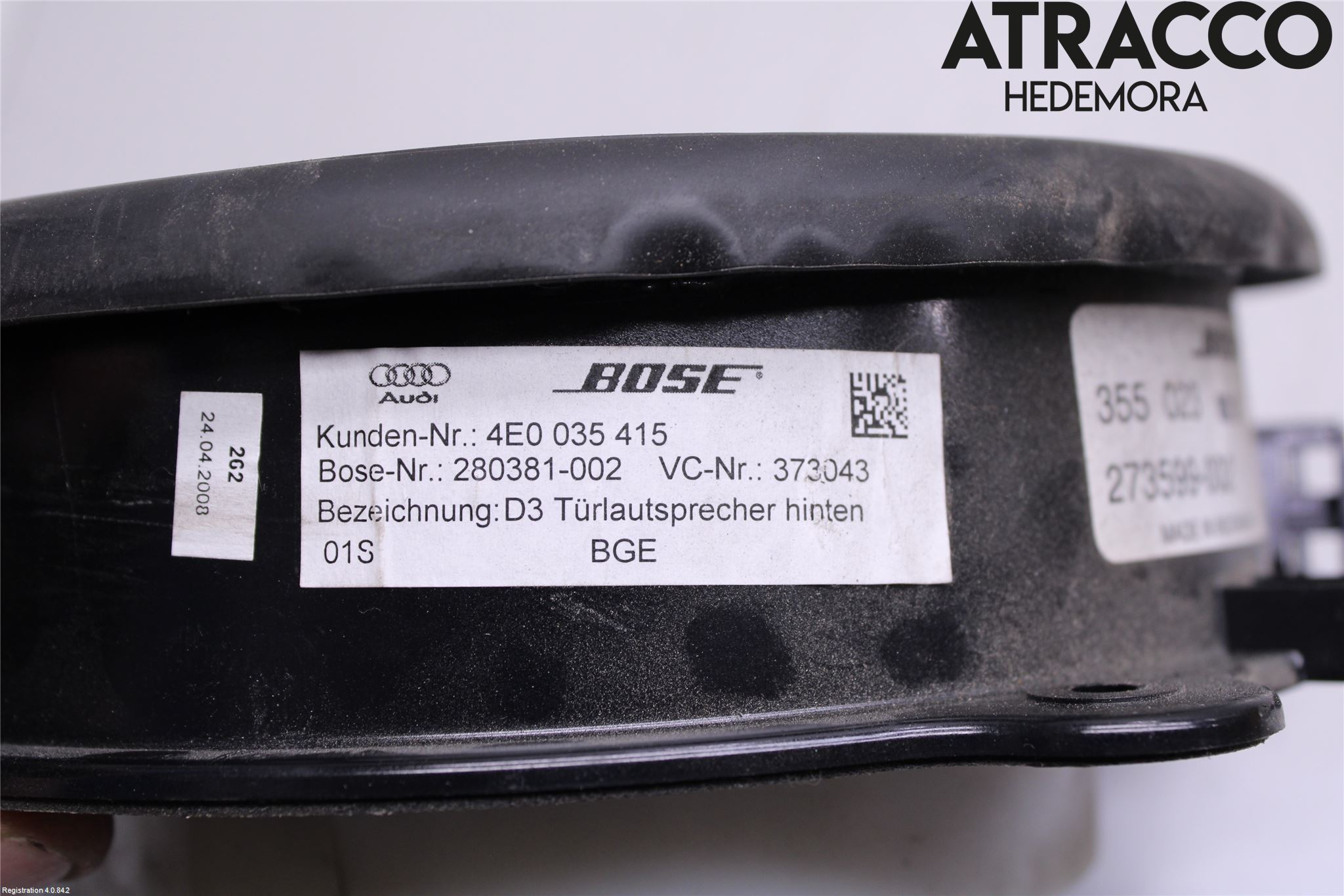 Audi A8/S8 4E  02-09 Innr Høyttaler