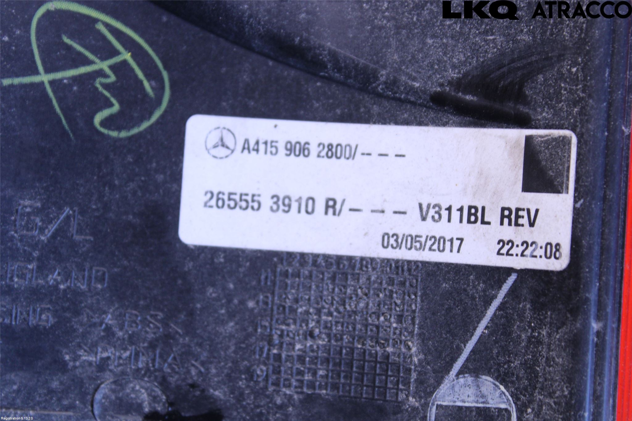 Mercedes-Benz MB CITAN (W415) 13-21 Baklykt Venstre